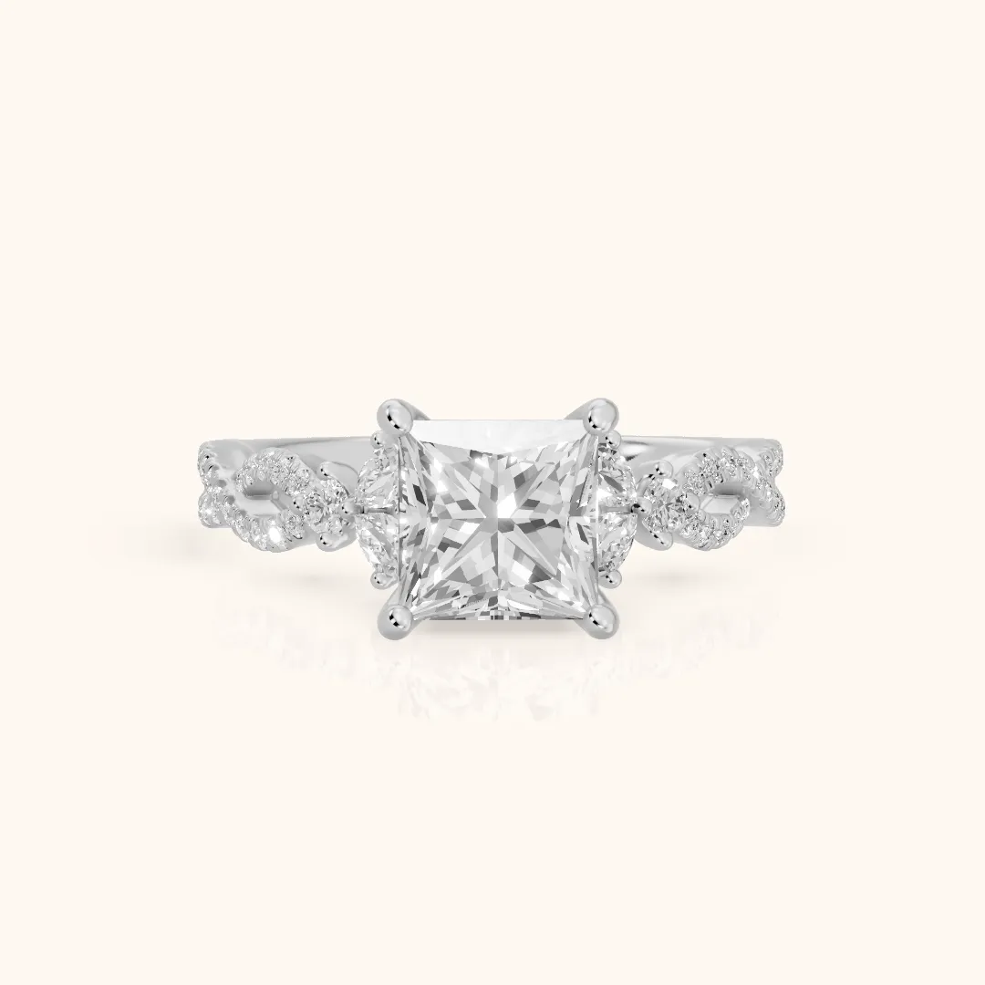 Neva Infinity Twist Princess Diamond Engagement Ring in Silver — view 2