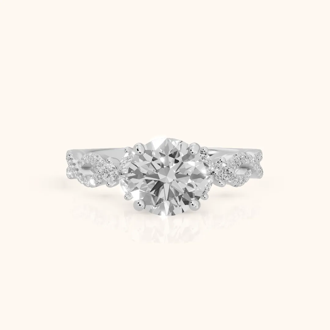 Neva Infinity Twist Round Diamond Engagement Ring in Silver — view 2