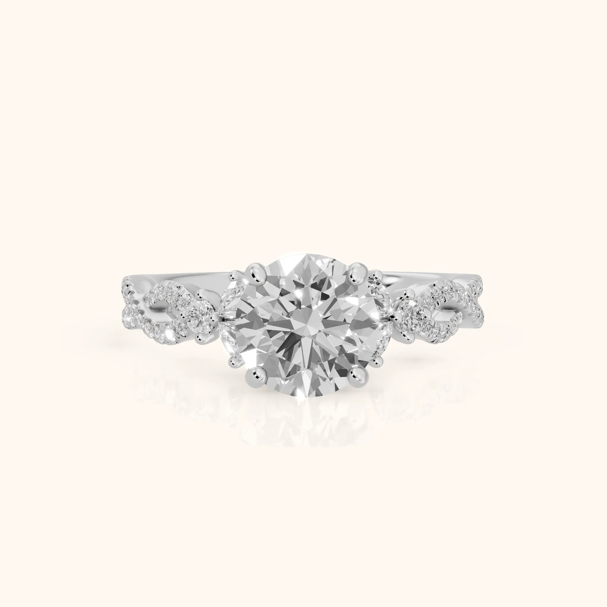 Neva Infinity Twist Round Diamond Engagement Ring in Silver — view 1