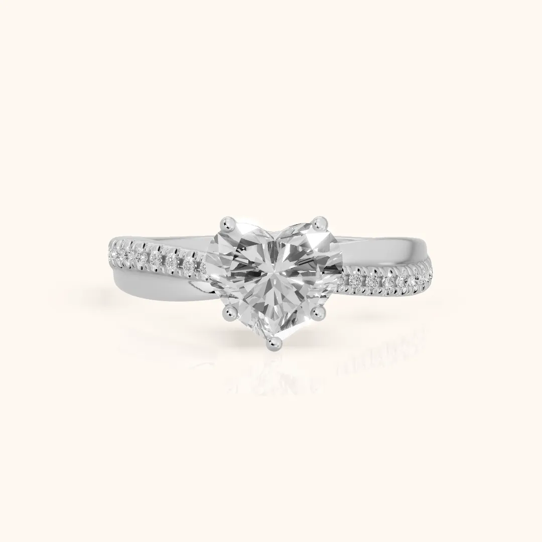 Loma Bypass Pavé Heart Diamond Engagement Ring in Silver — view 2