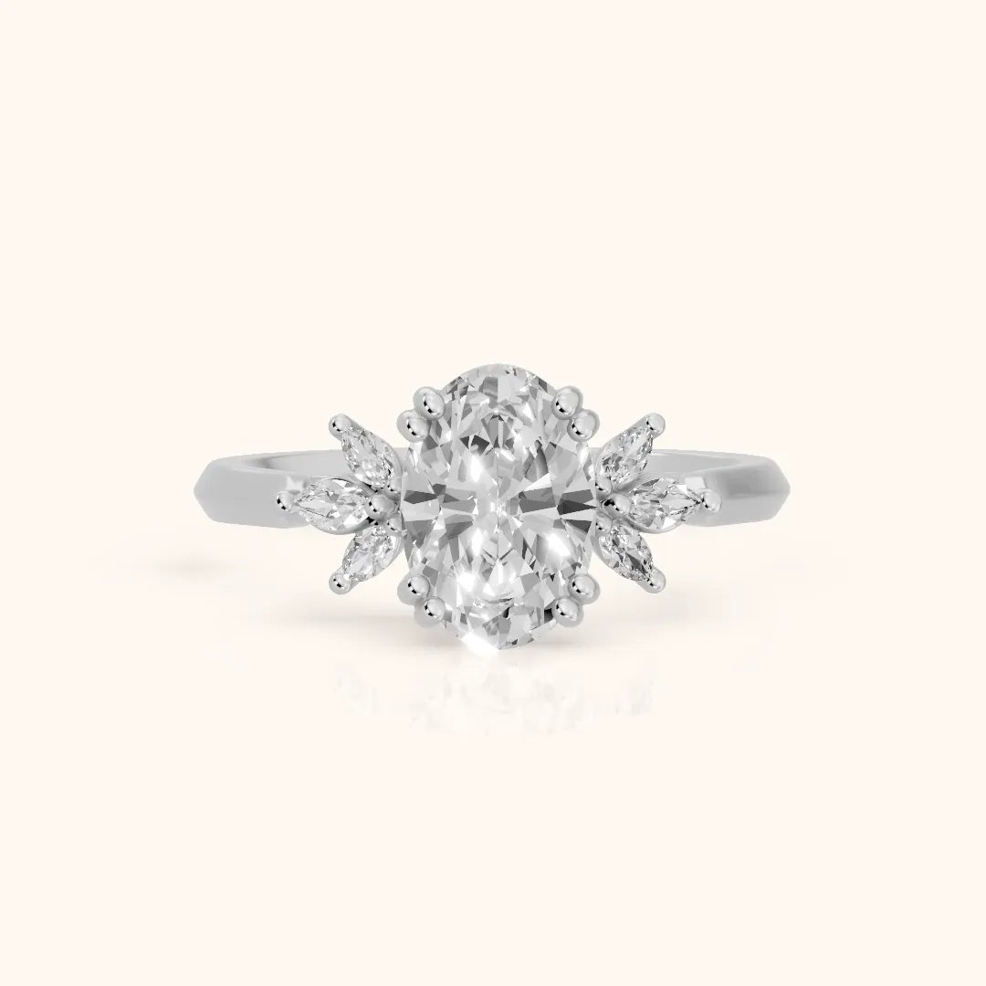 Cary Vine Cluster Oval Diamond Engagement Ring in Platinum — view 2