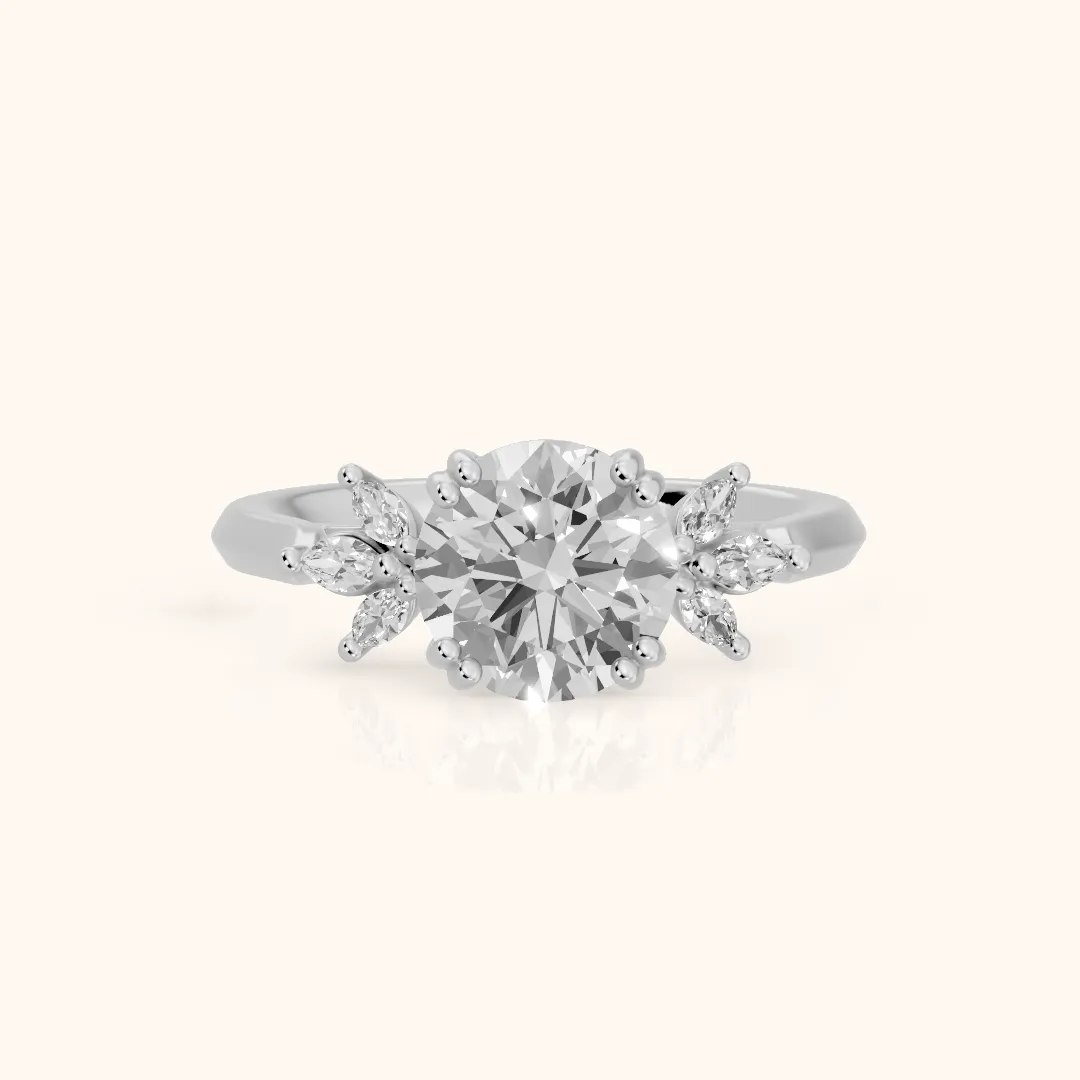Cary Vine Cluster Round Diamond Engagement Ring in Platinum — view 2