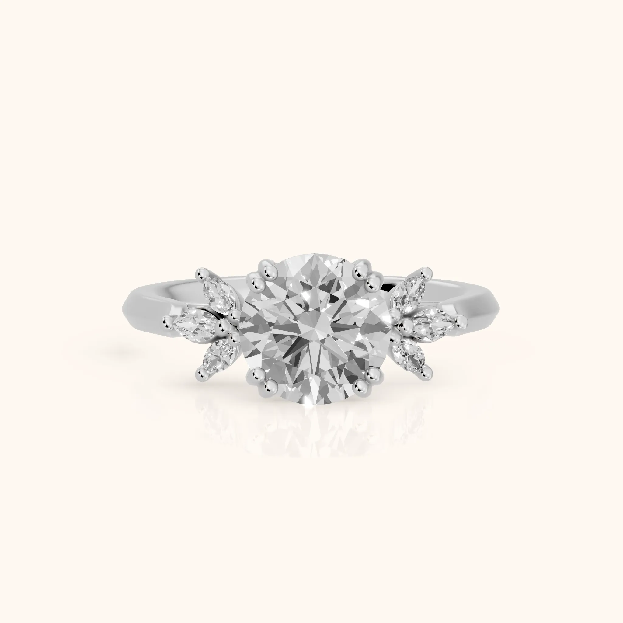 Cary Vine Cluster Round Diamond Engagement Ring in Platinum — view 1