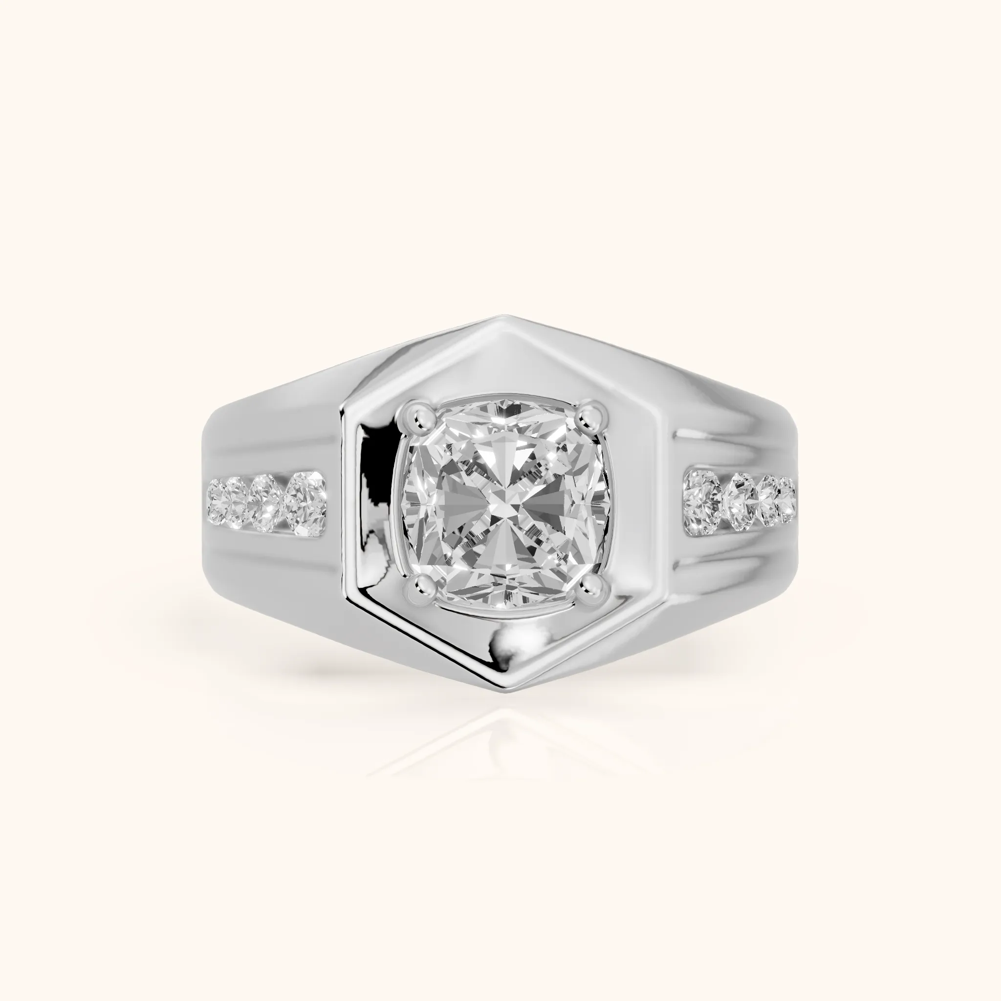 Cody Statement Channel Set Cushion Diamond Engagement Ring in White Gold — view 1
