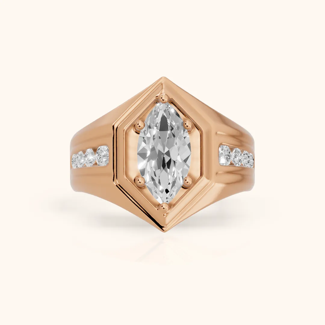 Cody Statement Channel Set Marquise Diamond Engagement Ring in Rose Gold — view 2