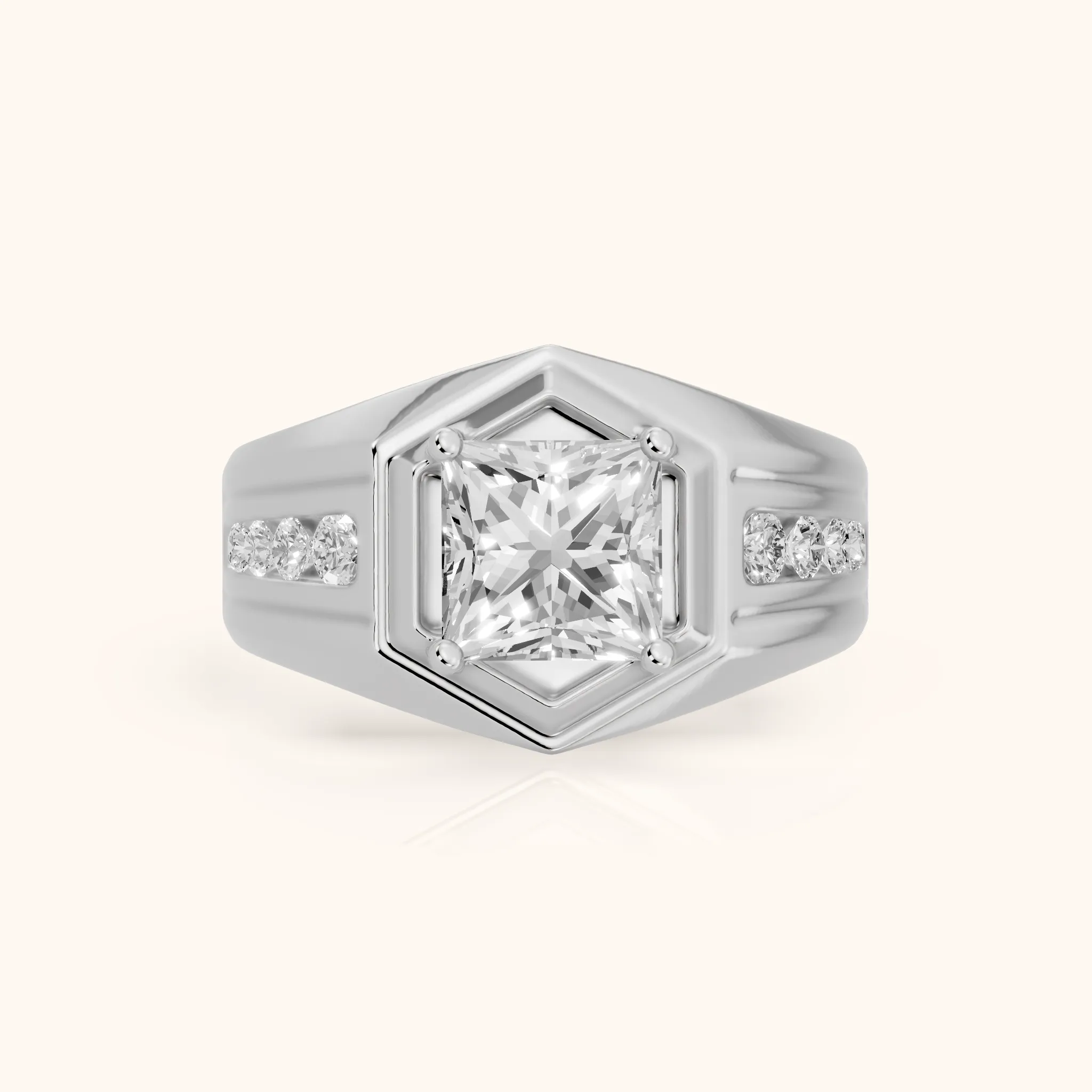 Cody Statement Channel Set Princess Diamond Engagement Ring in Platinum — view 1