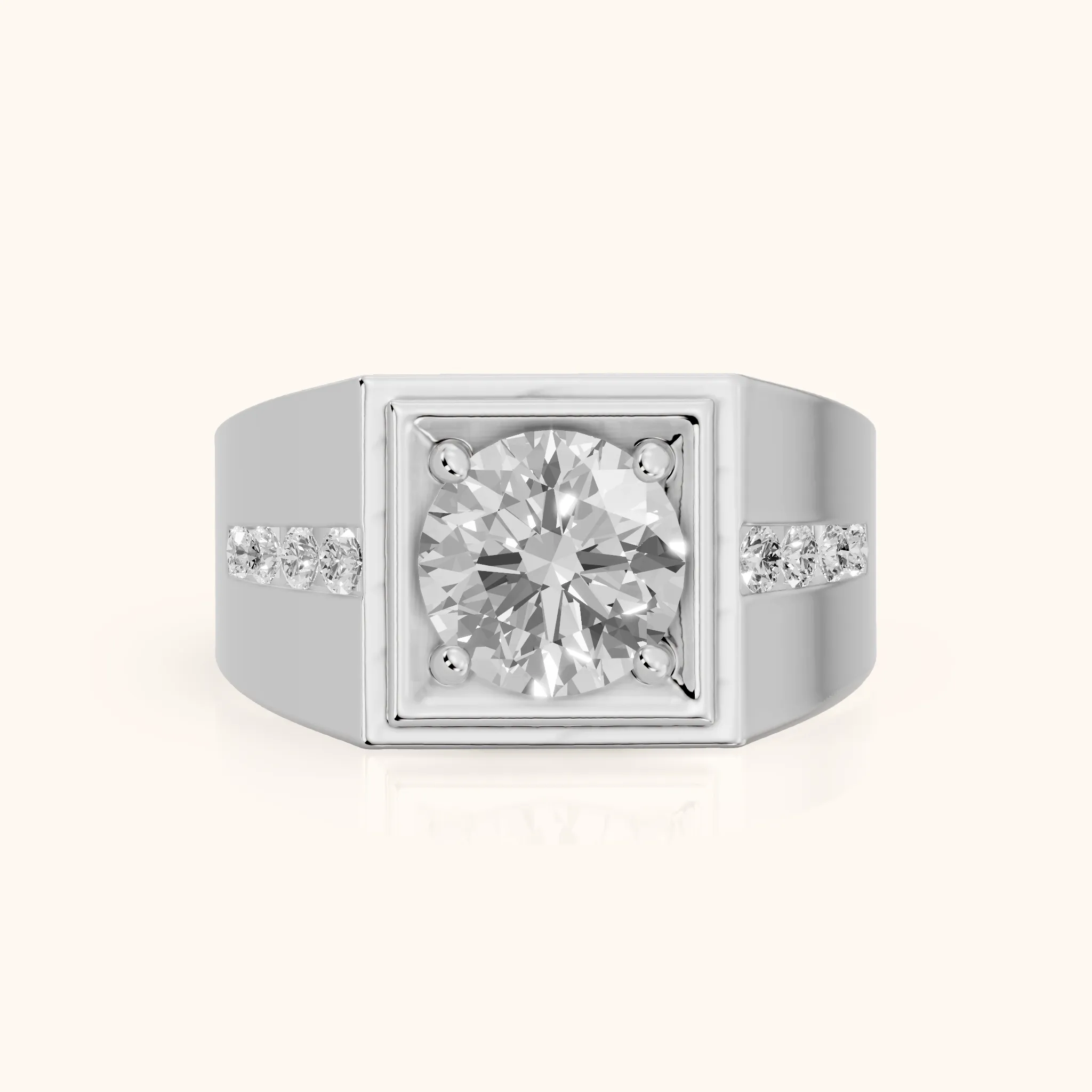 Orem Wide Band Channel Set Round Diamond Engagement Ring in Platinum — view 1