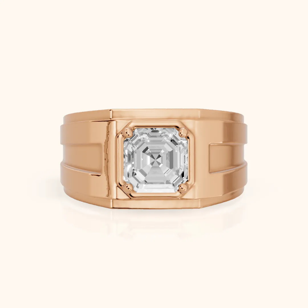 Greer Step Edge Solitaire Asscher Diamond Engagement Ring in Rose Gold — view 2