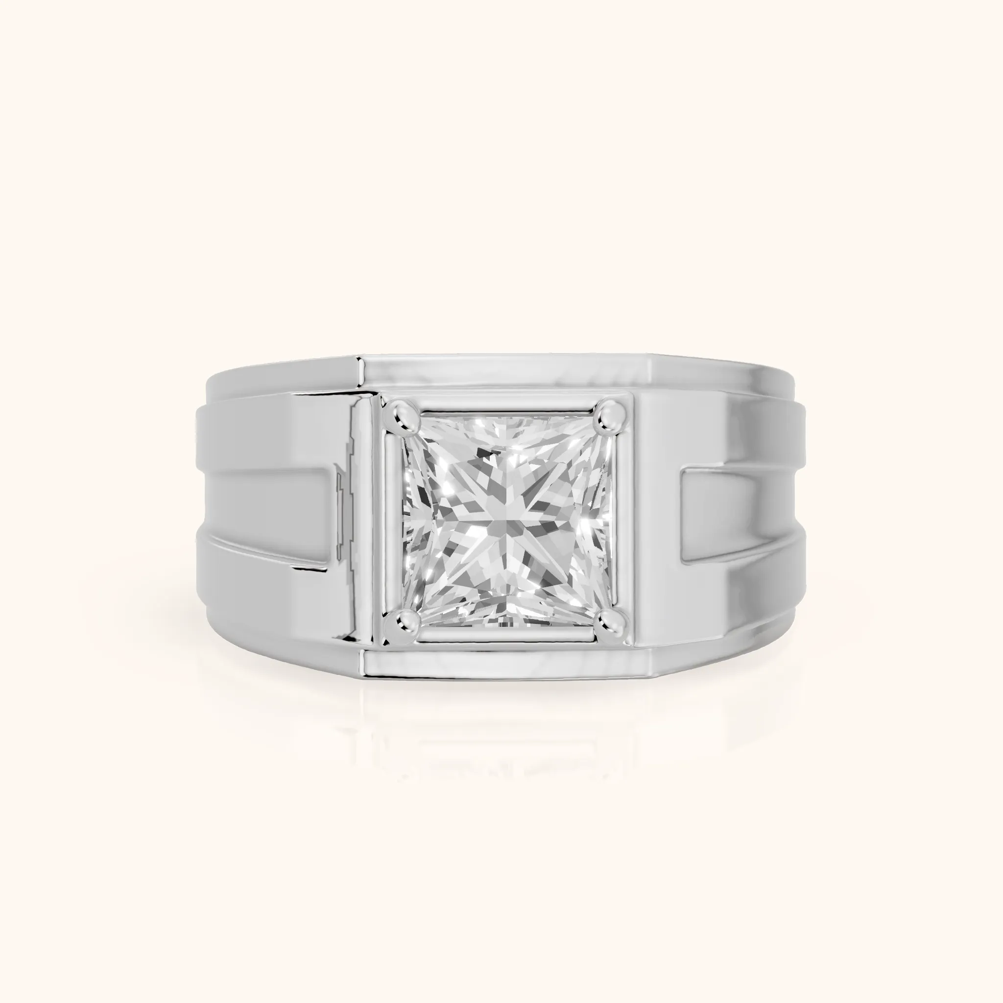 Greer Step Edge Solitaire Princess Diamond Engagement Ring in Platinum — view 1