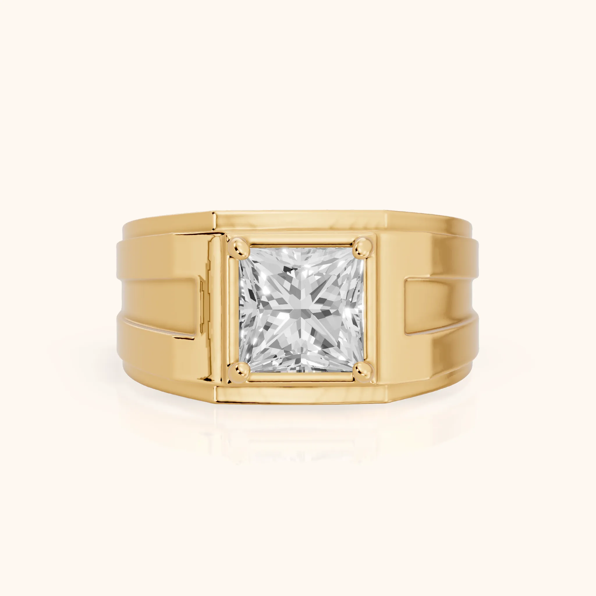 Greer Step Edge Solitaire Princess Diamond Engagement Ring in Yellow Gold — view 1