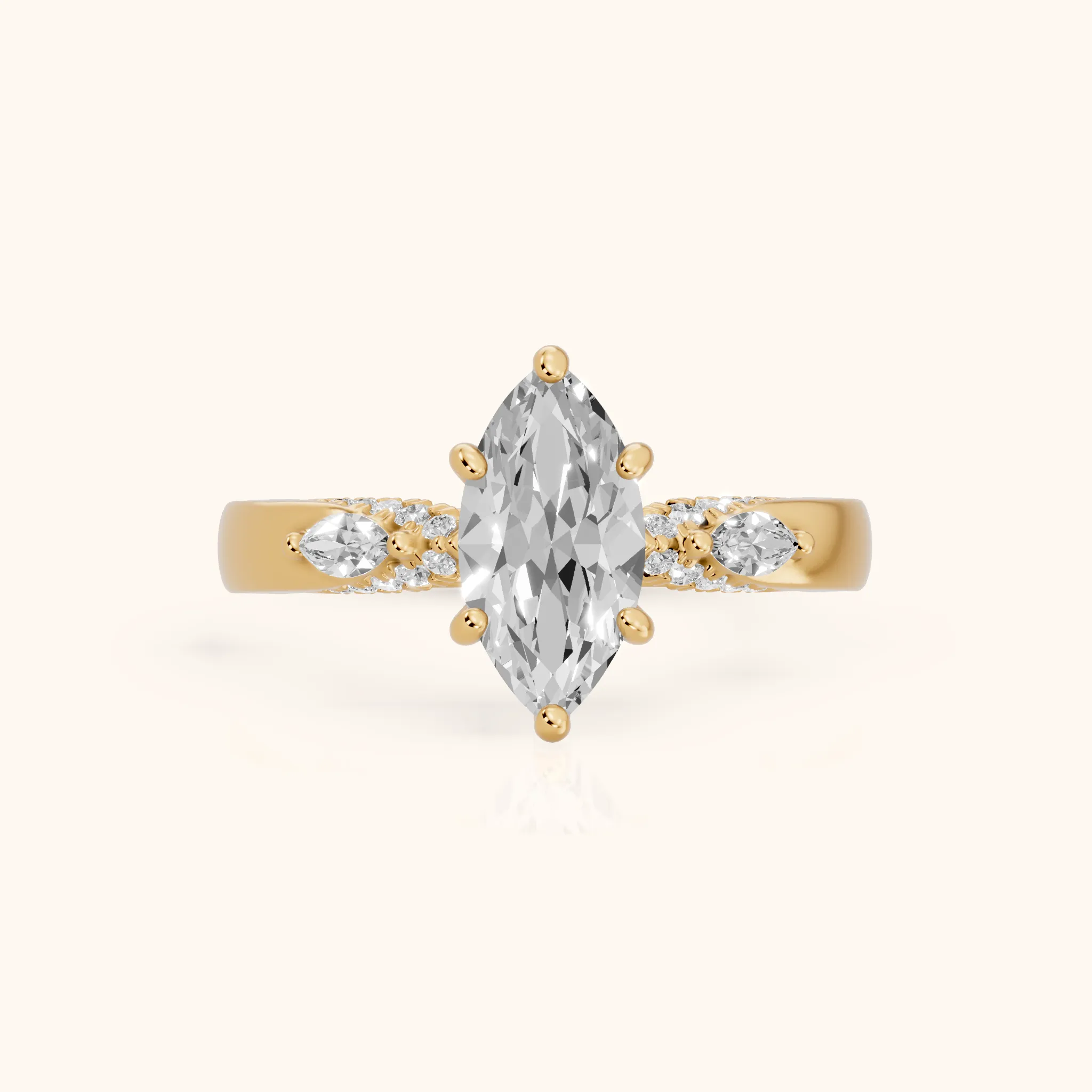 Tahoe Marquise-Side Pavé Marquise Diamond Engagement Ring in Yellow Gold — view 1