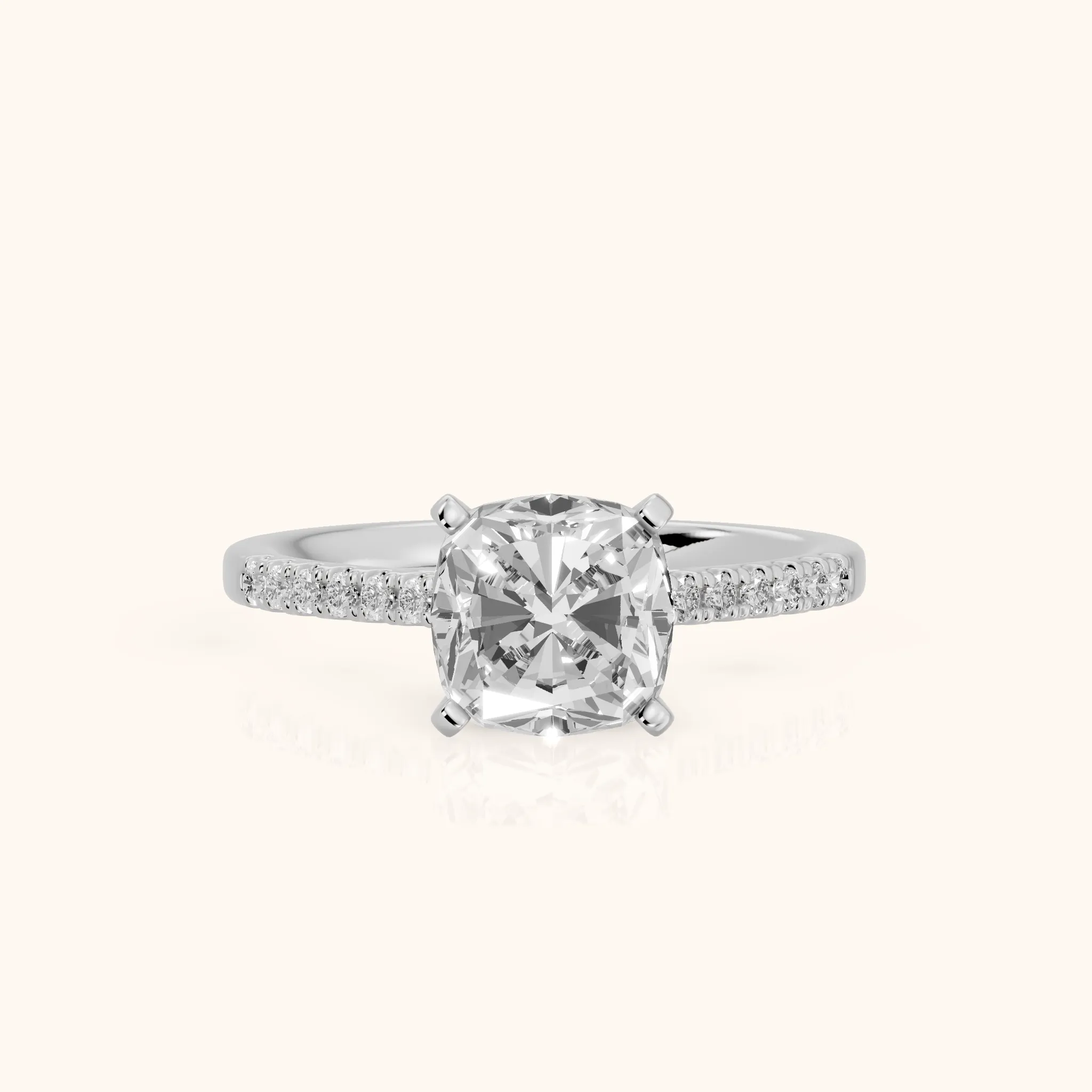 Salem Pavé Cushion Diamond Engagement Ring in White Gold — view 1