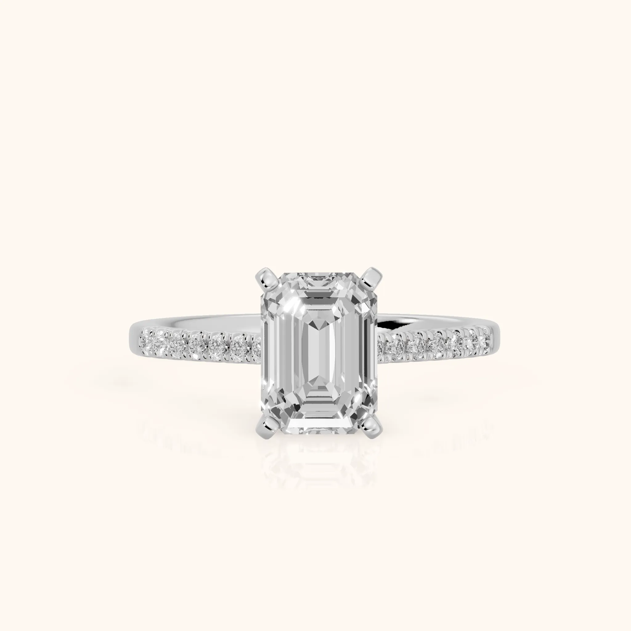 Salem Pavé Emerald Diamond Engagement Ring in Platinum — view 1