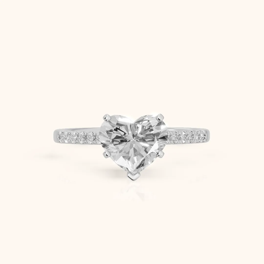 Salem Pavé Heart Diamond Engagement Ring in Silver — view 2