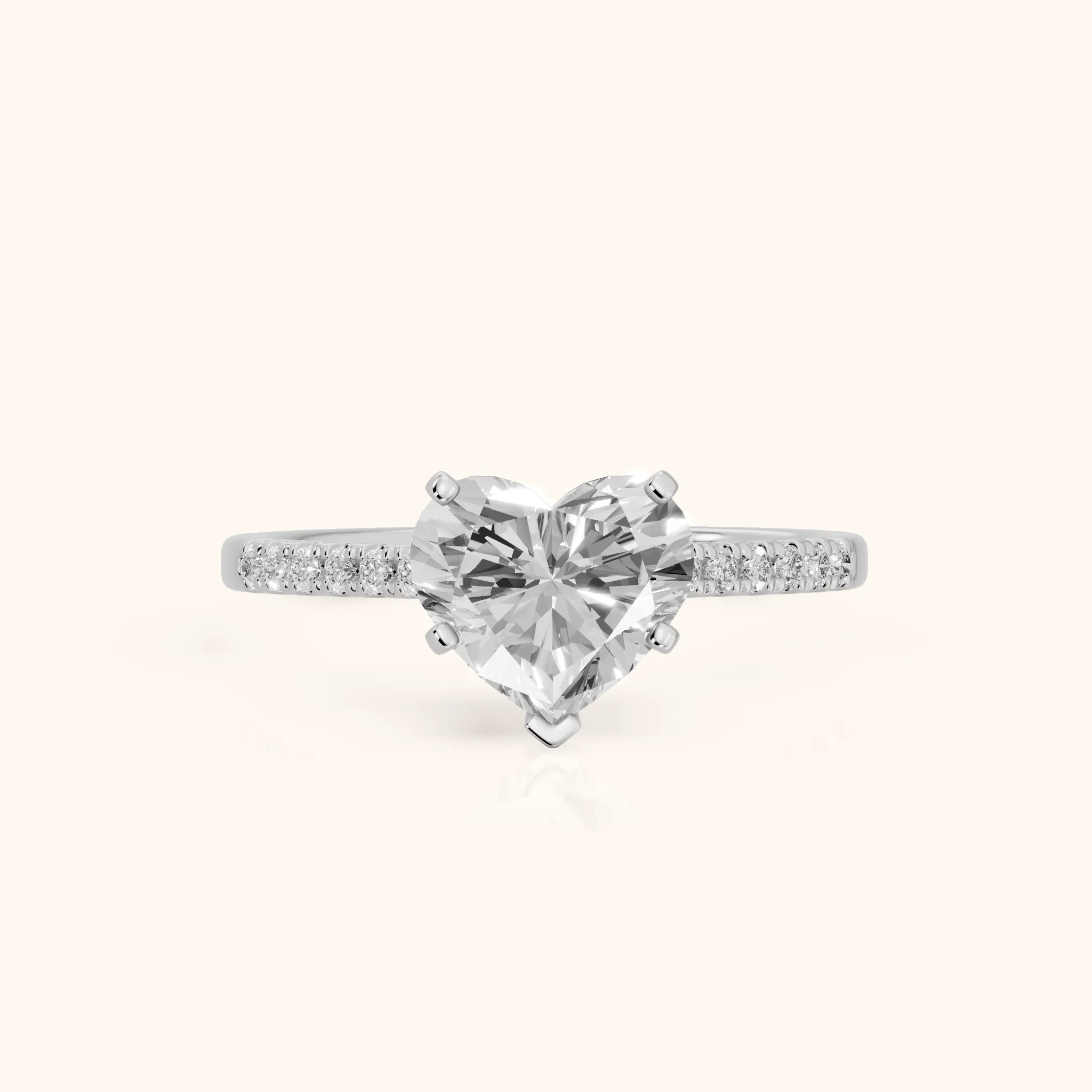 Salem Pavé Heart Diamond Engagement Ring in Silver — view 1