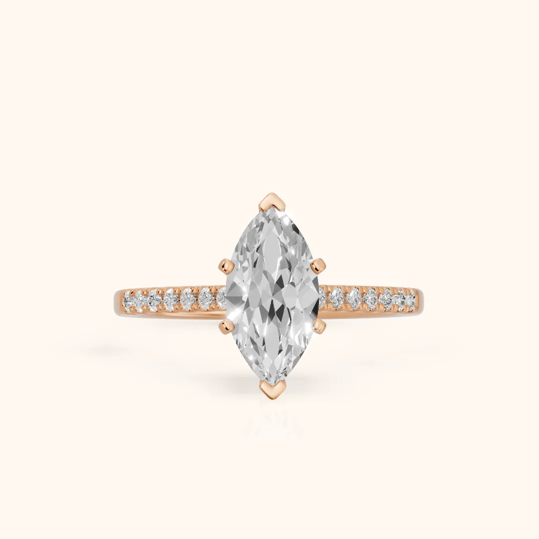 Salem Pavé Marquise Diamond Engagement Ring in Rose Gold — view 2