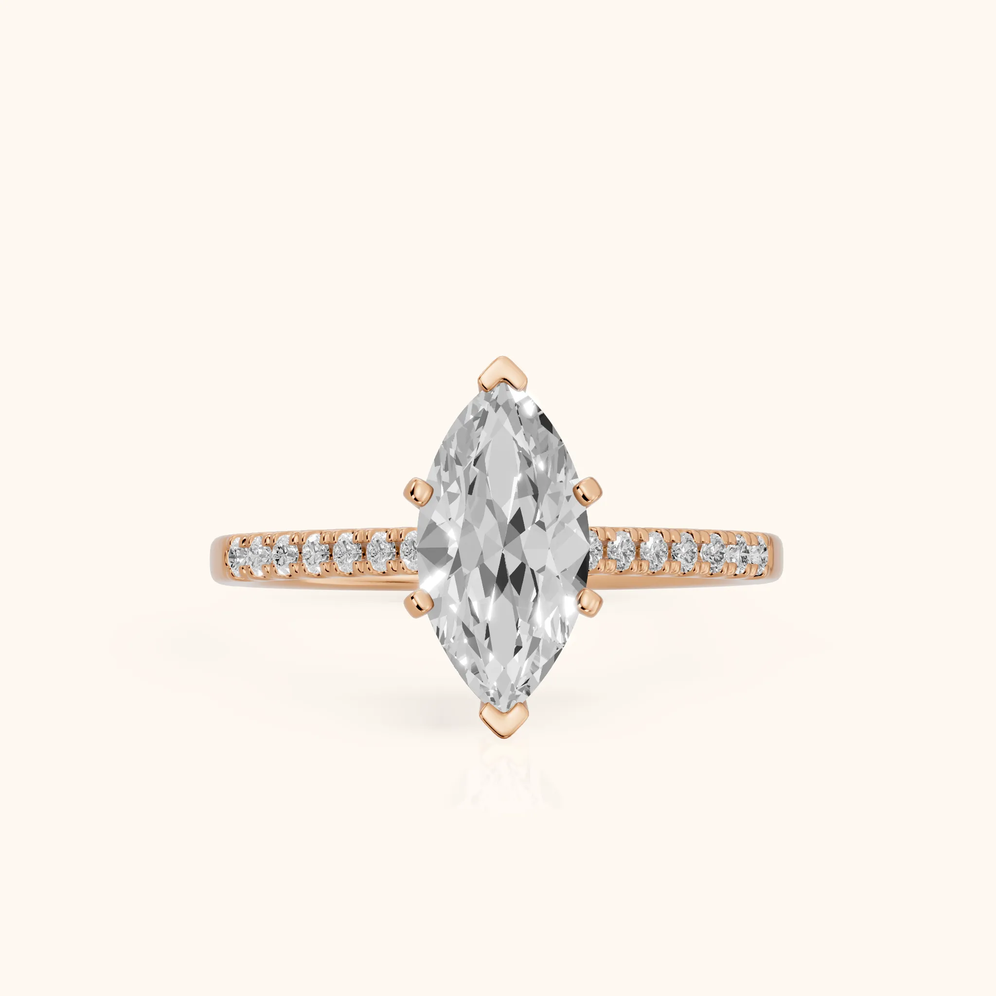 Salem Pavé Marquise Diamond Engagement Ring in Rose Gold — view 1