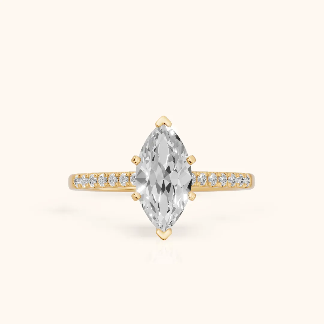 Salem Pavé Marquise Diamond Engagement Ring in Yellow Gold — view 2