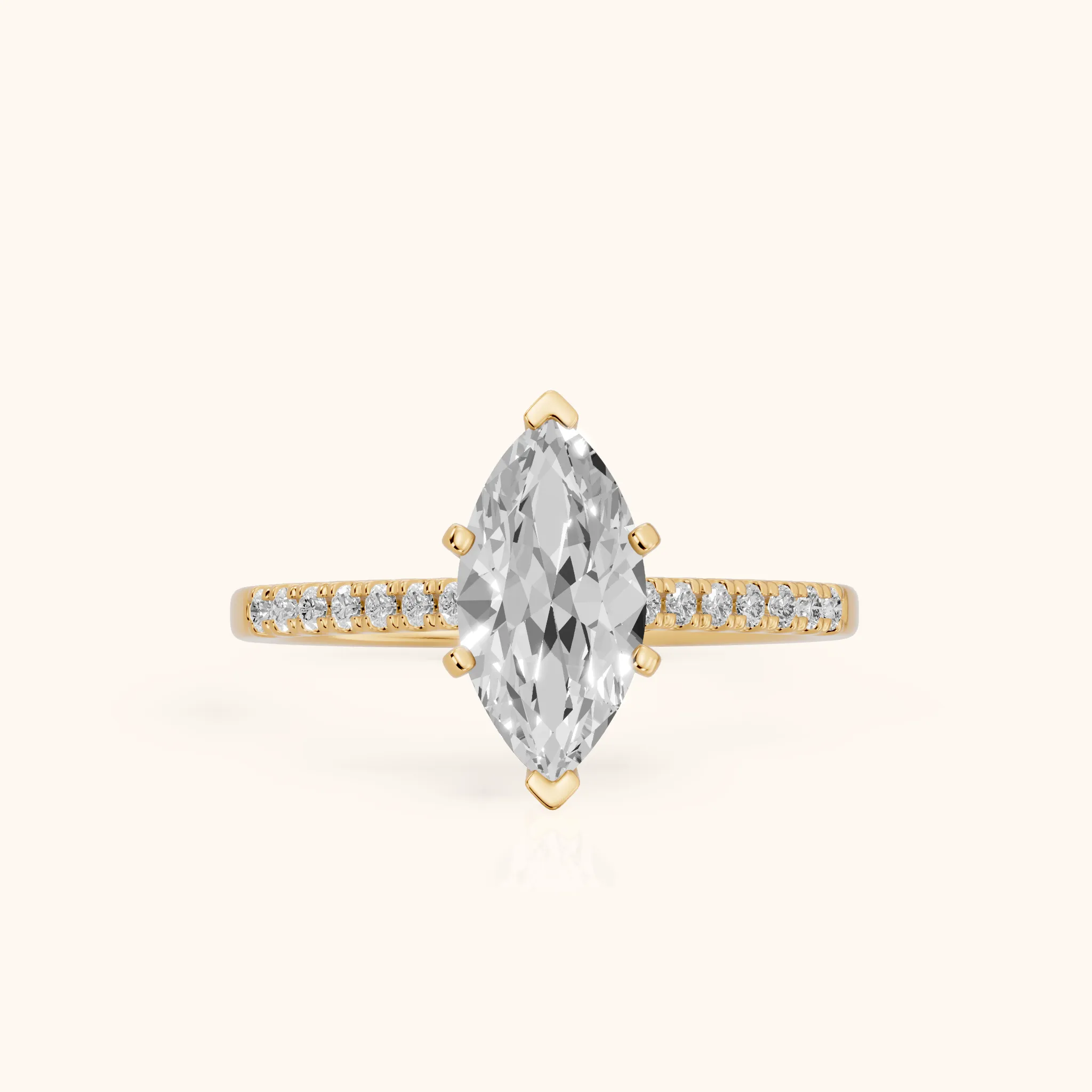 Salem Pavé Marquise Diamond Engagement Ring in Yellow Gold — view 1