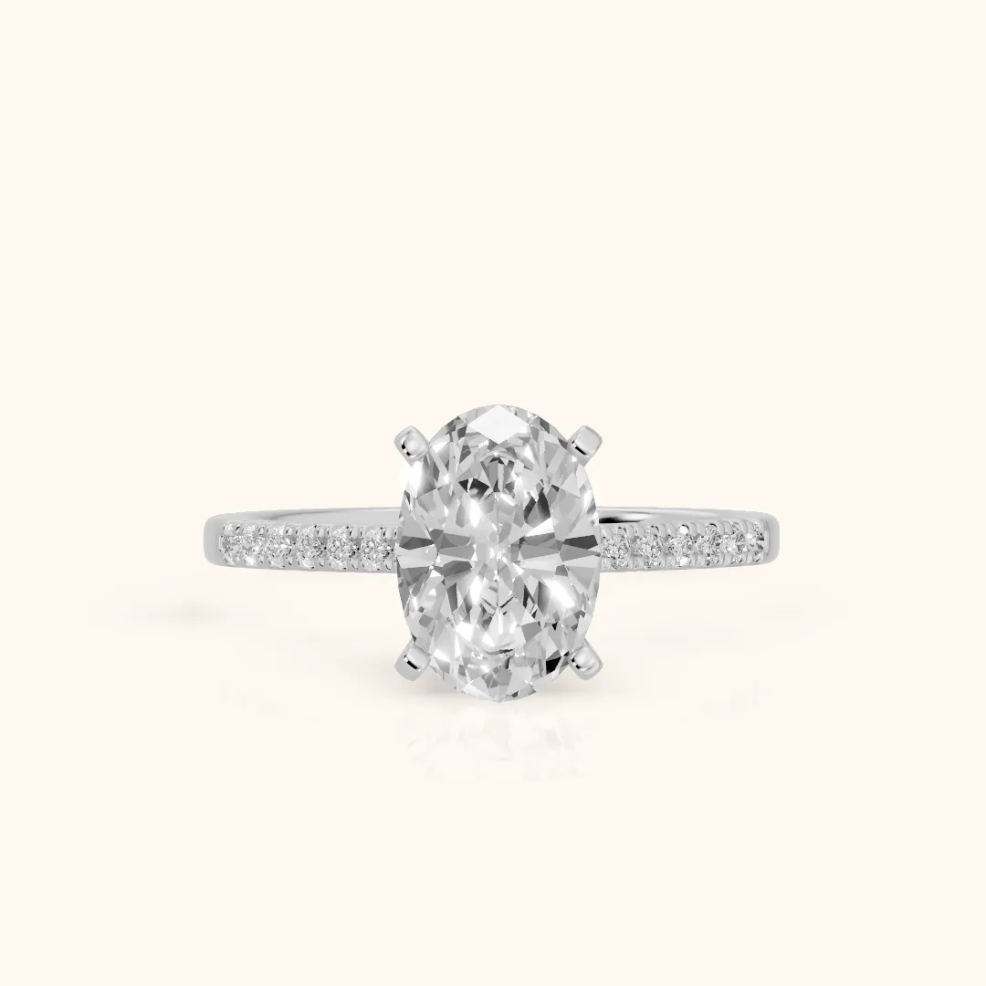 Salem Pavé Oval Diamond Engagement Ring in White Gold — view 2
