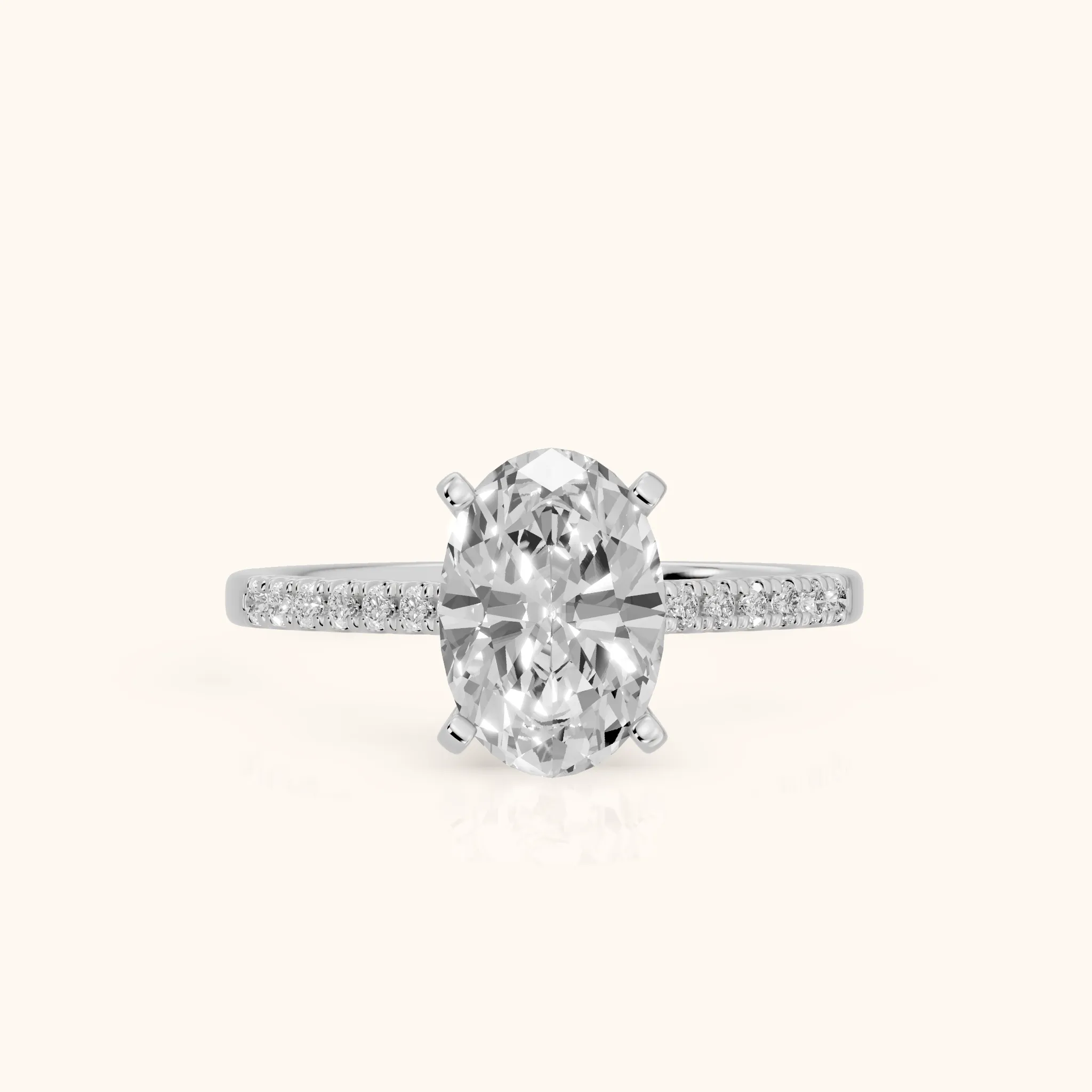 Salem Pavé Oval Diamond Engagement Ring in White Gold — view 1