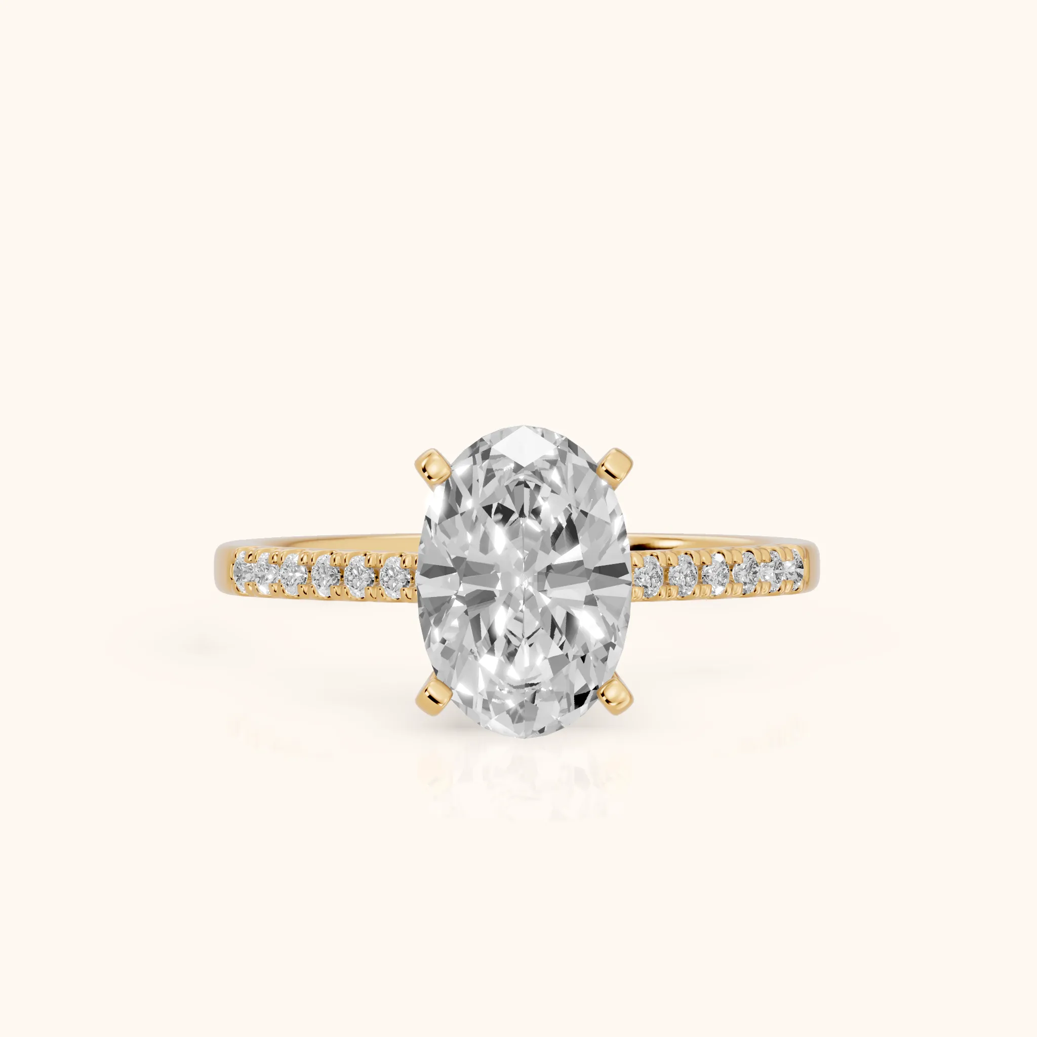 Salem Pavé Oval Diamond Engagement Ring in Yellow Gold — view 1