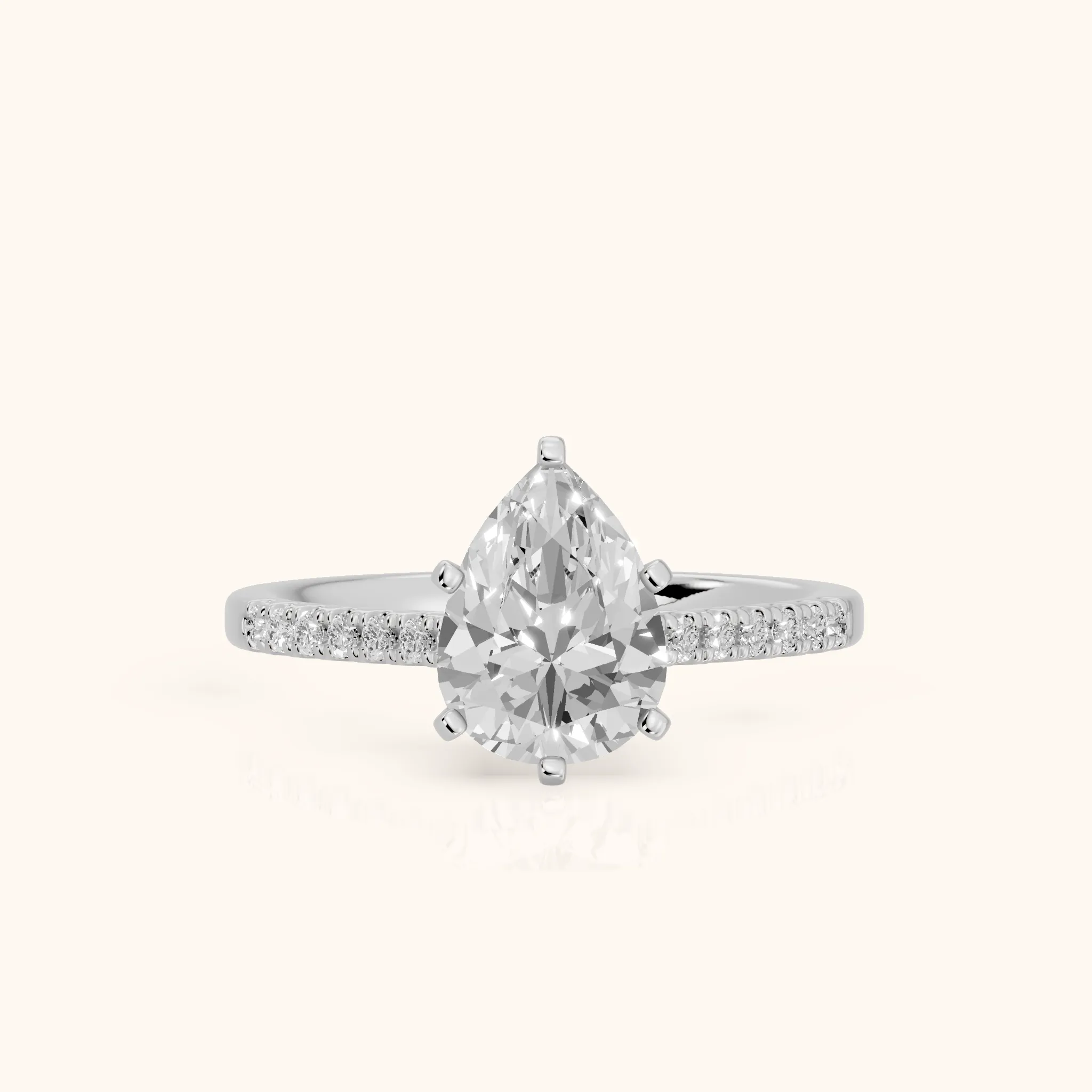 Salem Pavé Pear Diamond Engagement Ring in Silver — view 1