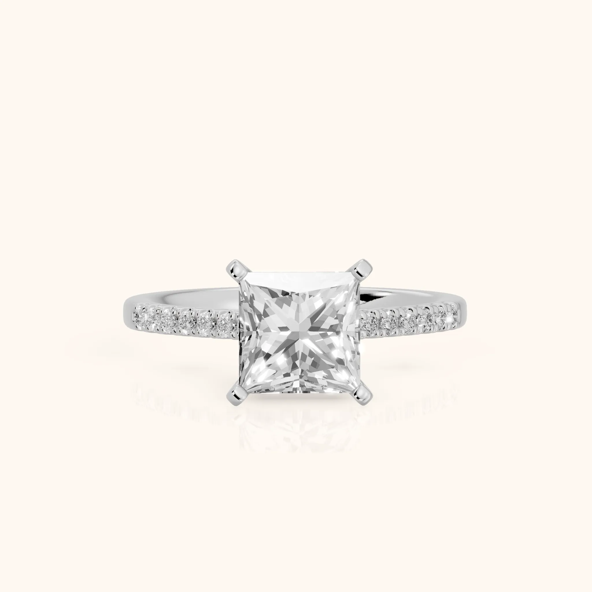 Salem Pavé Princess Diamond Engagement Ring in Silver — view 1