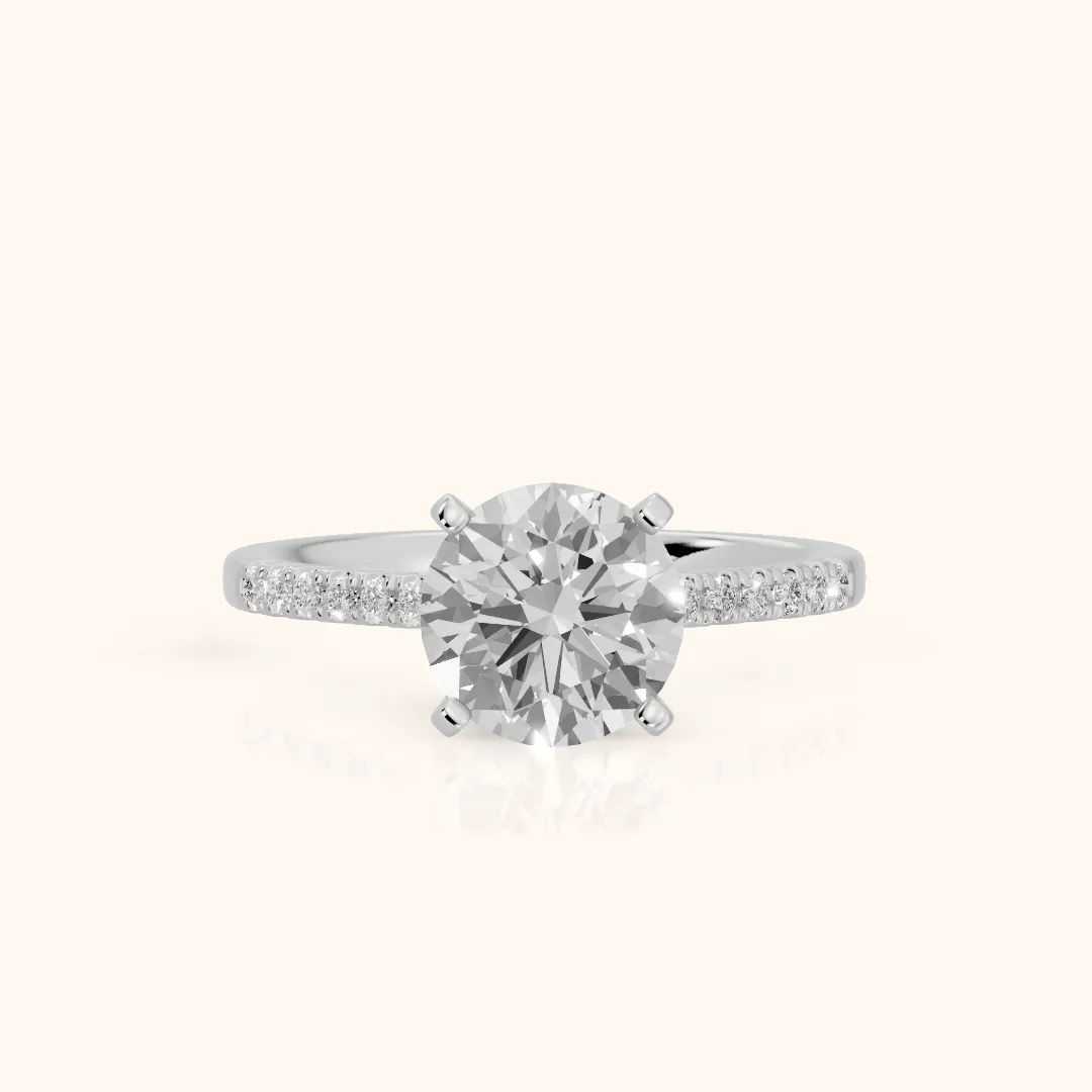 Salem Pavé Round Diamond Engagement Ring in White Gold — view 2