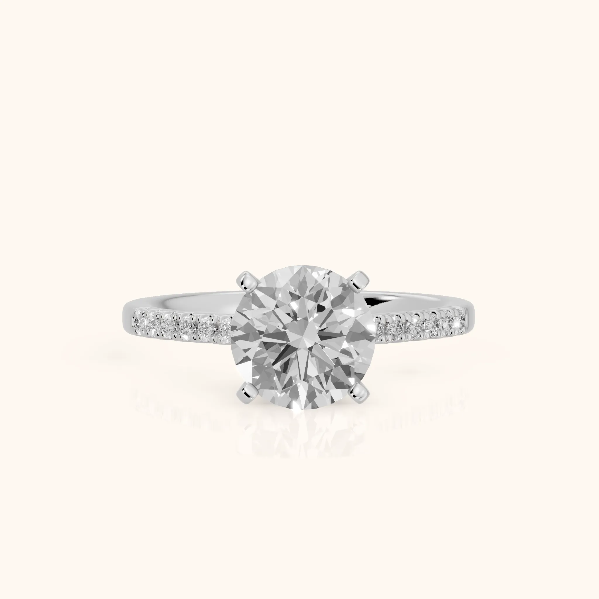 Salem Pavé Round Diamond Engagement Ring in White Gold — view 1