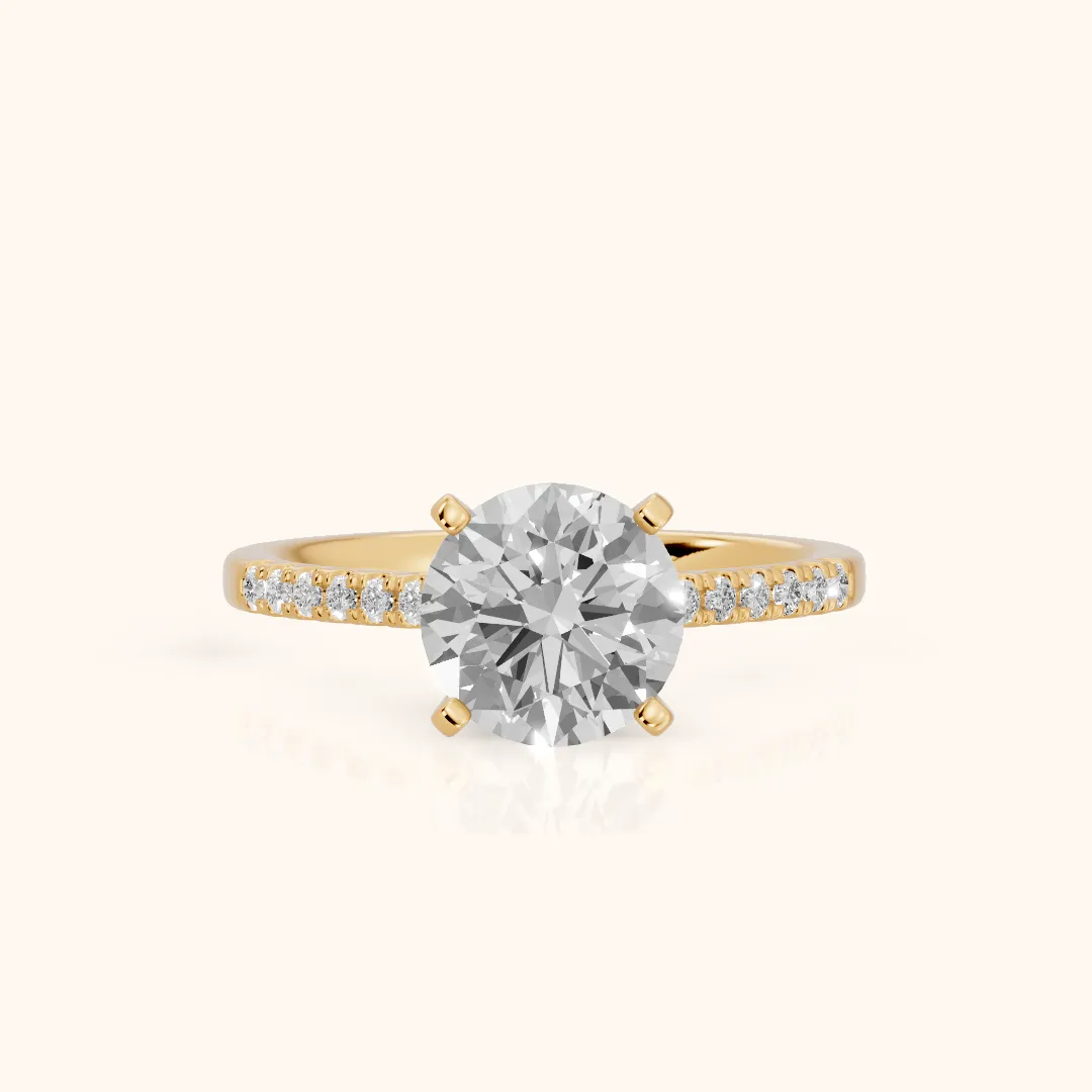 Salem Pavé Round Diamond Engagement Ring in Yellow Gold — view 2