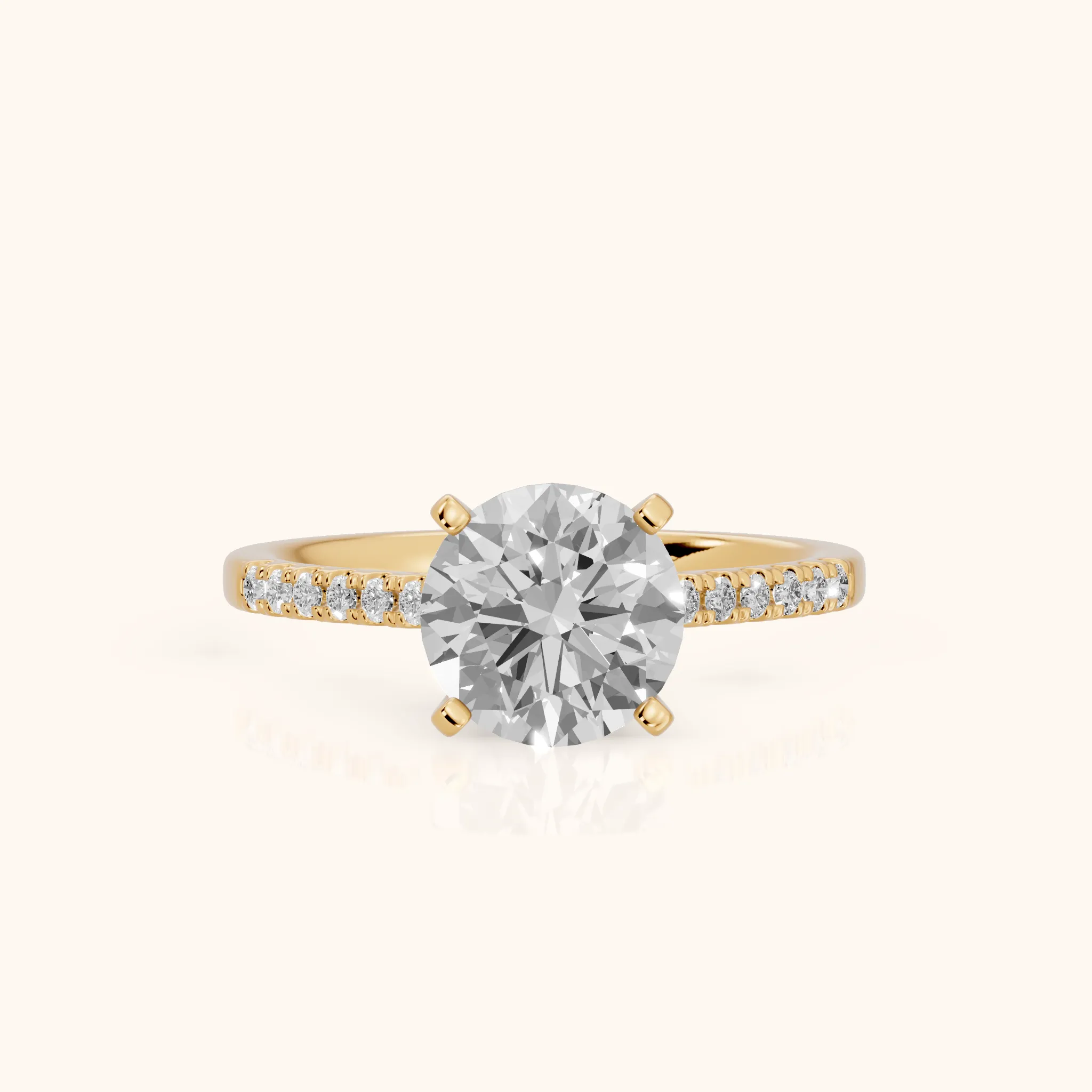 Salem Pavé Round Diamond Engagement Ring in Yellow Gold — view 1