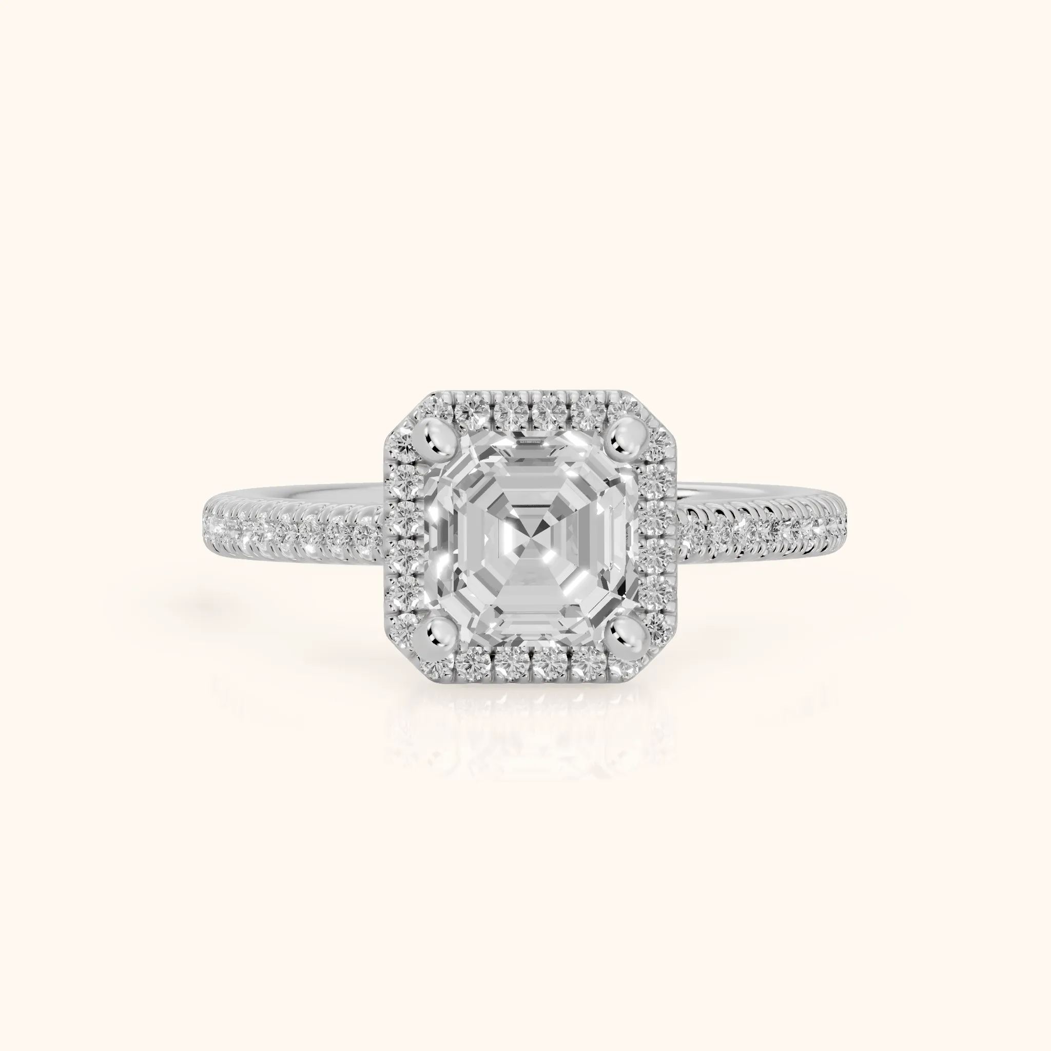 Tempe Halo Pavé Asscher Diamond Engagement Ring in Silver — view 1
