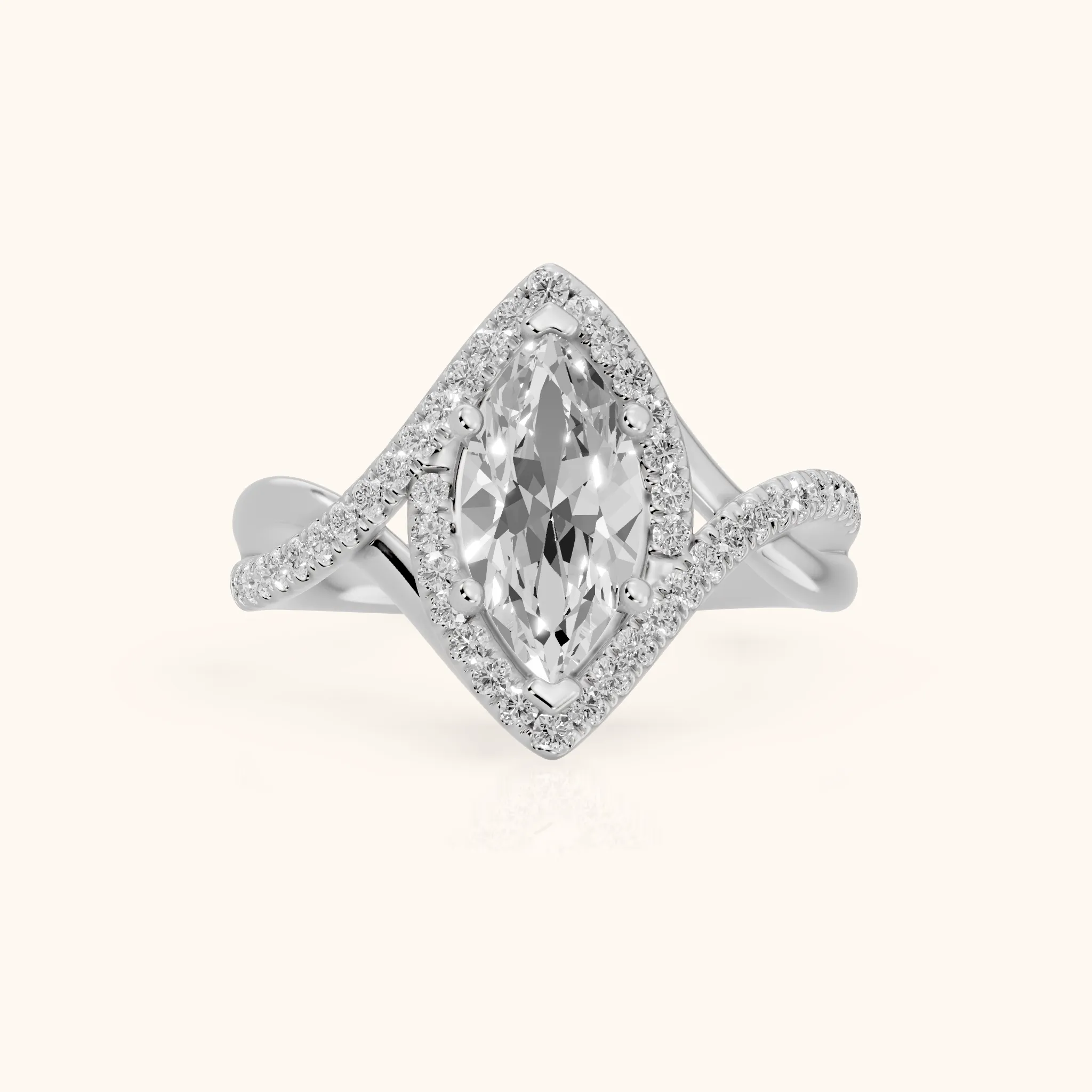 Dover Twist Halo Marquise Diamond Engagement Ring in Platinum — view 1
