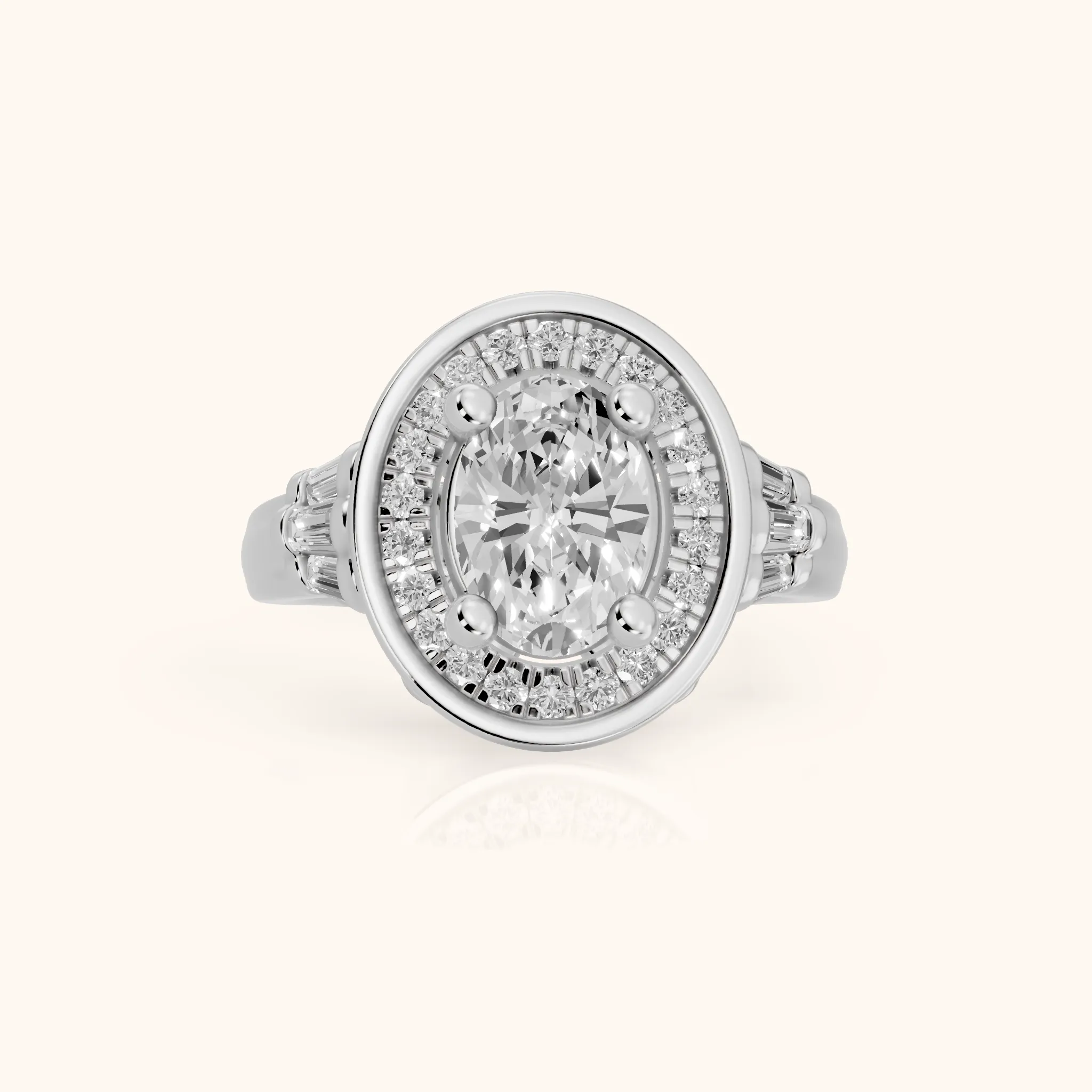 Milan Deco Halo Oval Diamond Engagement Ring in Platinum — view 1