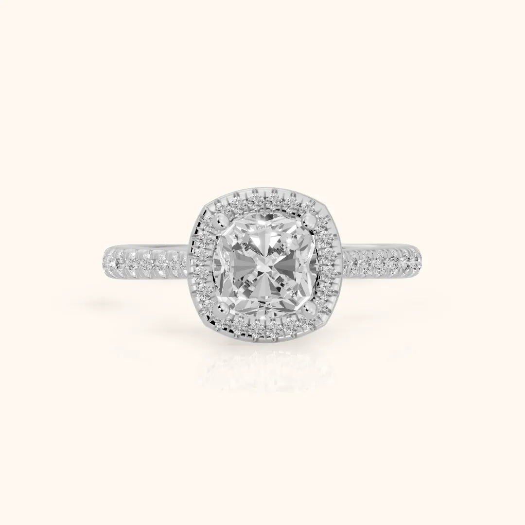 Pasco Halo Micropavé Cushion Diamond Engagement Ring in Silver — view 2