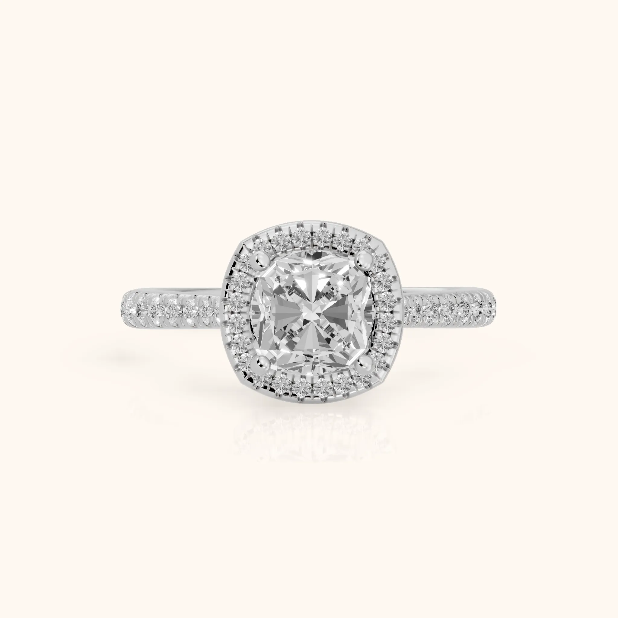 Pasco Halo Micropavé Cushion Diamond Engagement Ring in Silver — view 1