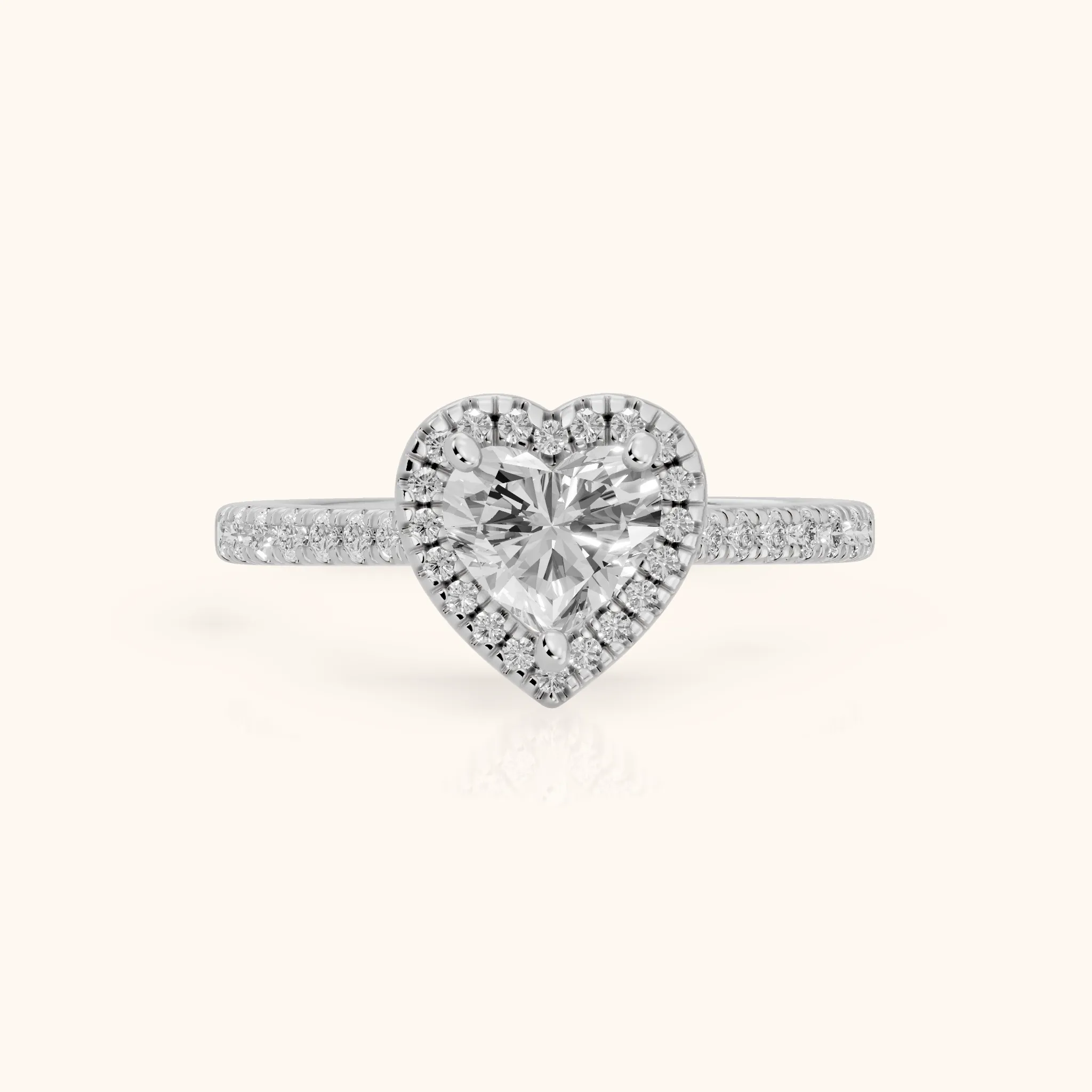 Pasco Halo Micropavé Heart Diamond Engagement Ring in Platinum — view 1