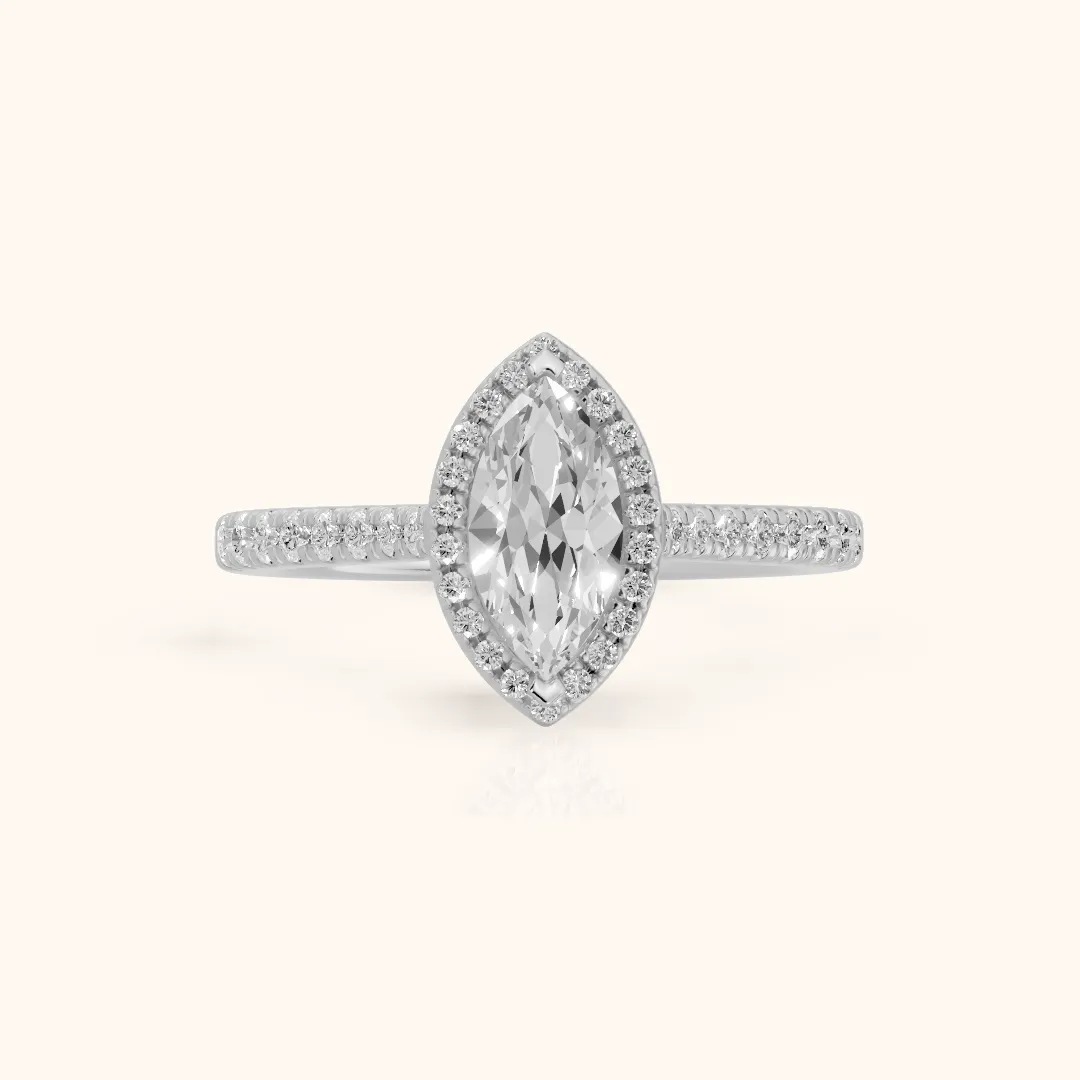 Pasco Halo Micropavé Marquise Diamond Engagement Ring in Silver — view 2