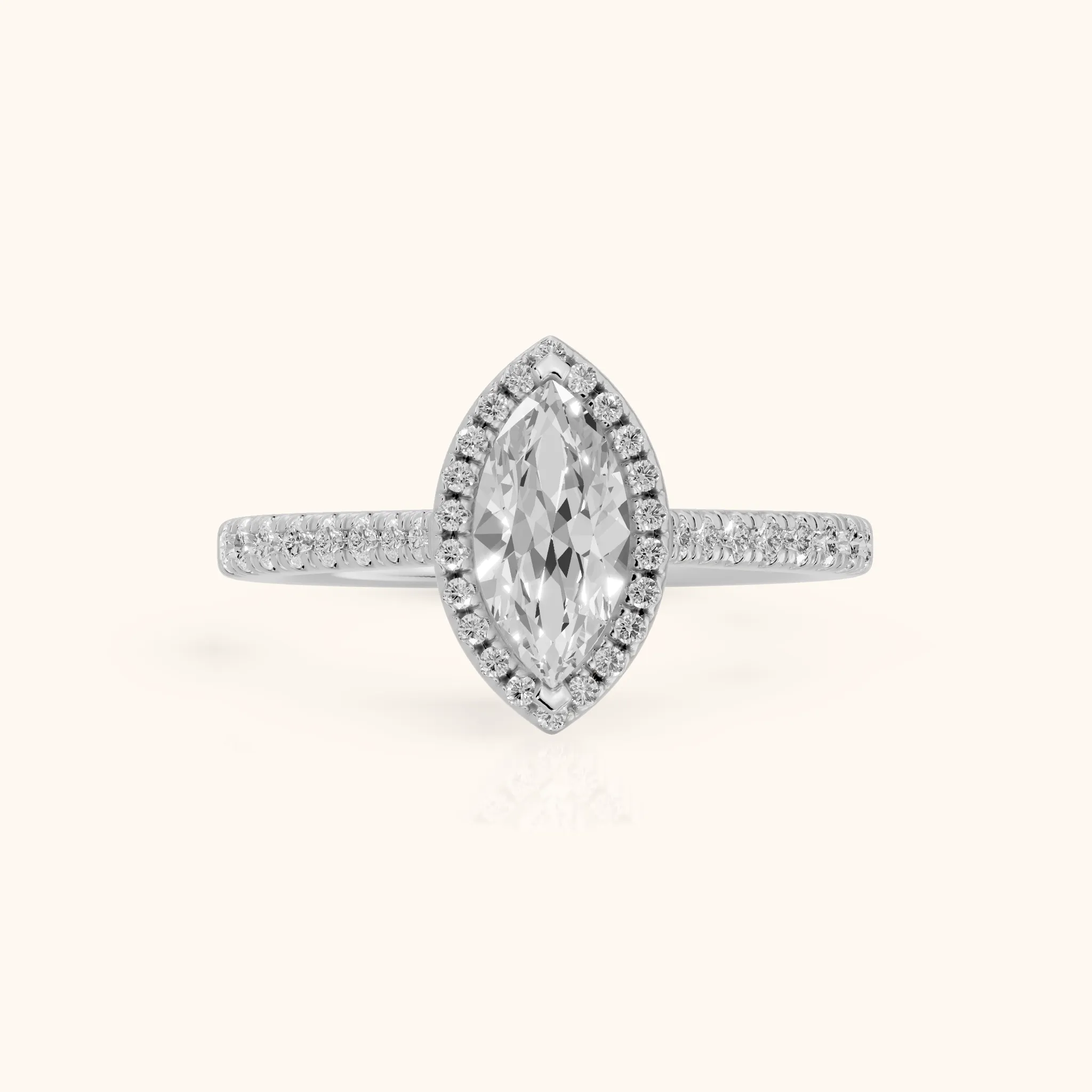 Pasco Halo Micropavé Marquise Diamond Engagement Ring in Silver — view 1