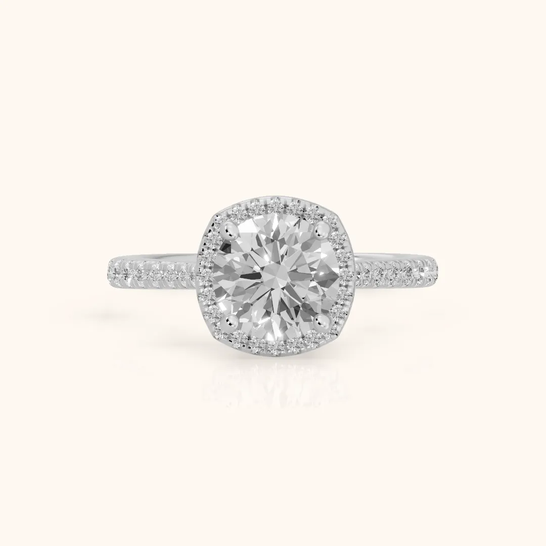 Pasco Halo Micropavé Round Diamond Engagement Ring in Silver — view 2