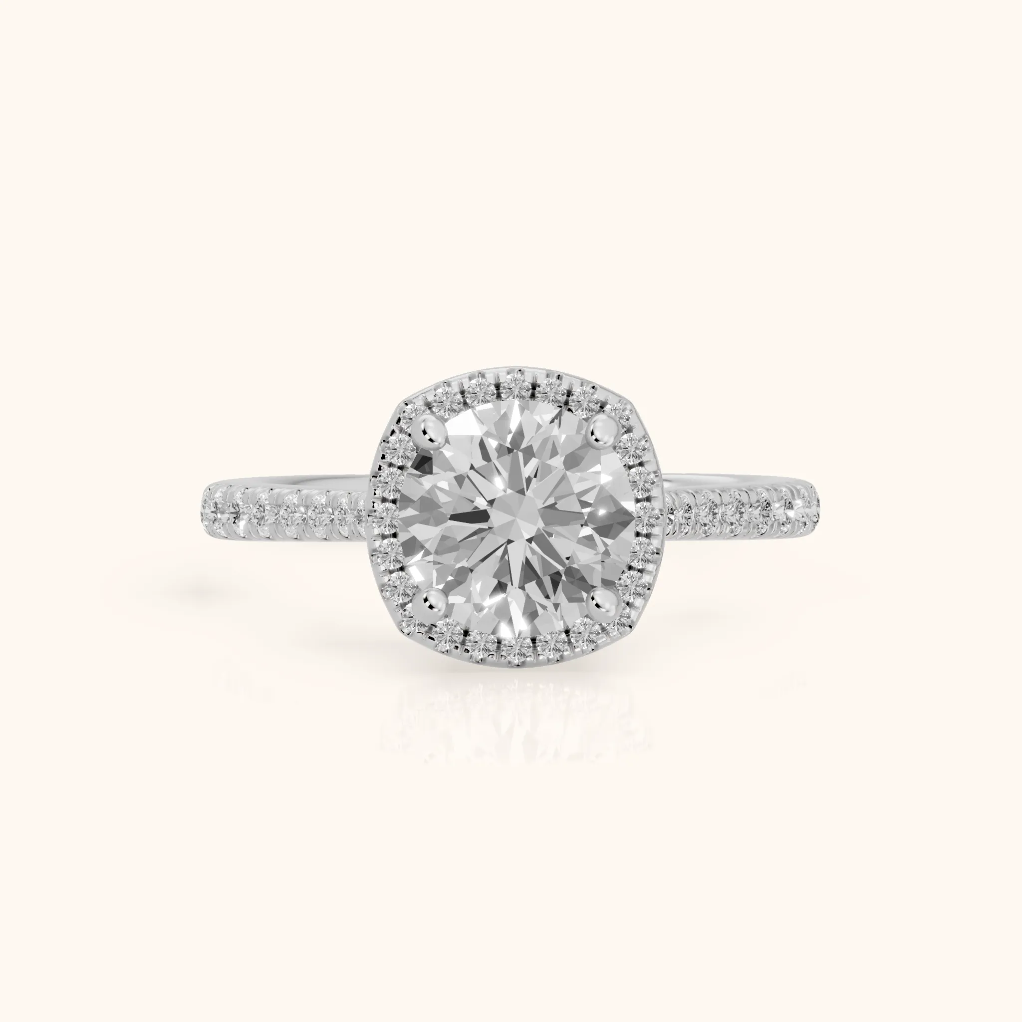 Pasco Halo Micropavé Round Diamond Engagement Ring in Silver — view 1