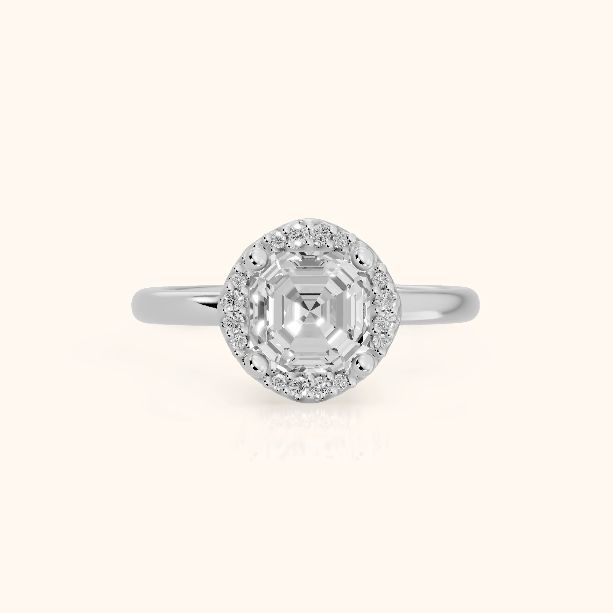 Elgin Halo Micropavé Asscher Diamond Engagement Ring in Silver — view 1