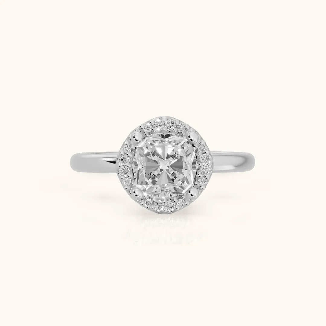 Elgin Halo Micropavé Cushion Diamond Engagement Ring in Silver — view 2