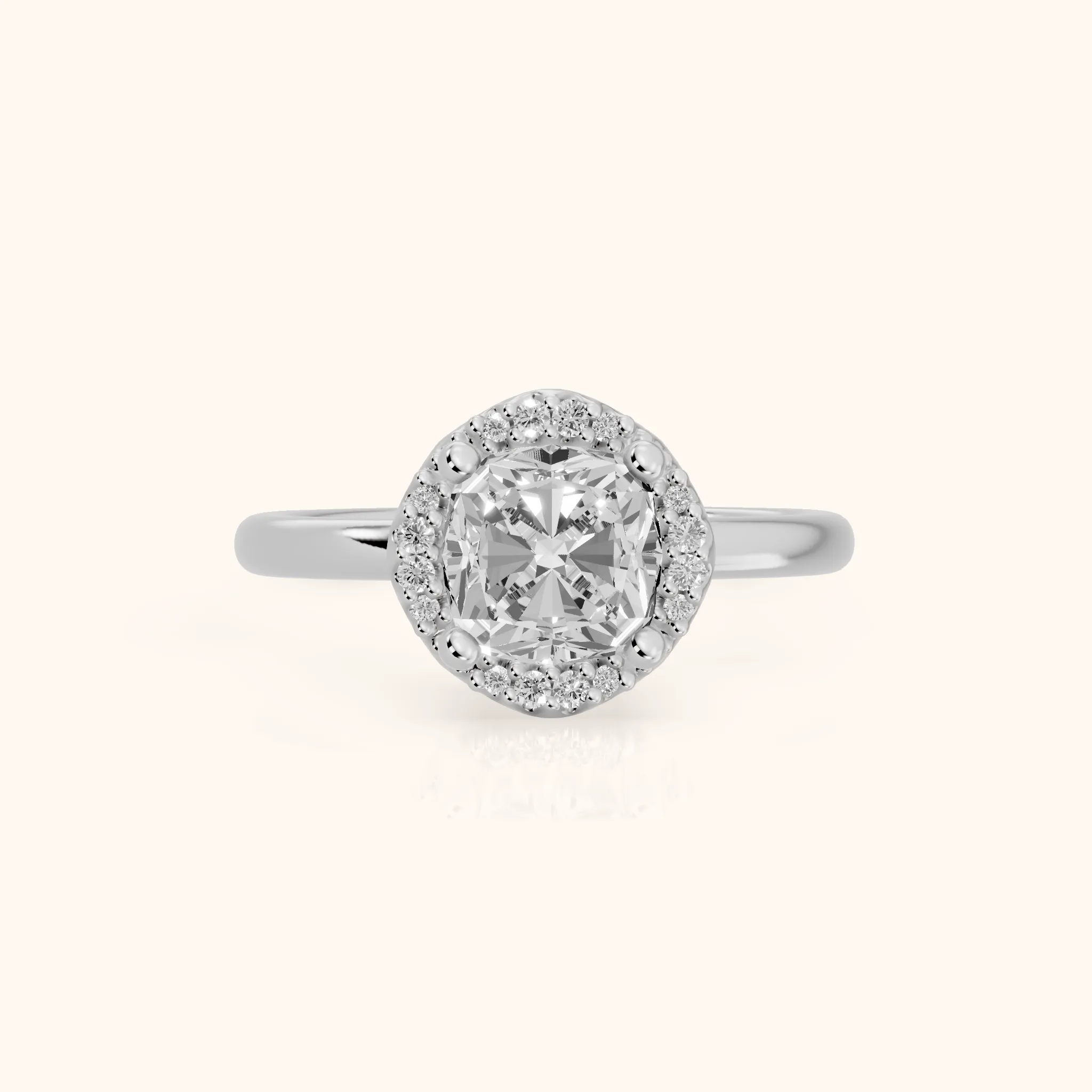 Elgin Halo Micropavé Cushion Diamond Engagement Ring in Silver — view 1