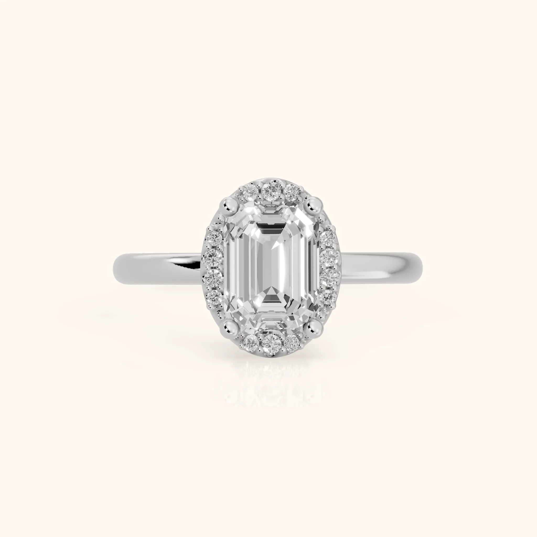 Elgin Halo Micropavé Emerald Diamond Engagement Ring in Platinum — view 1