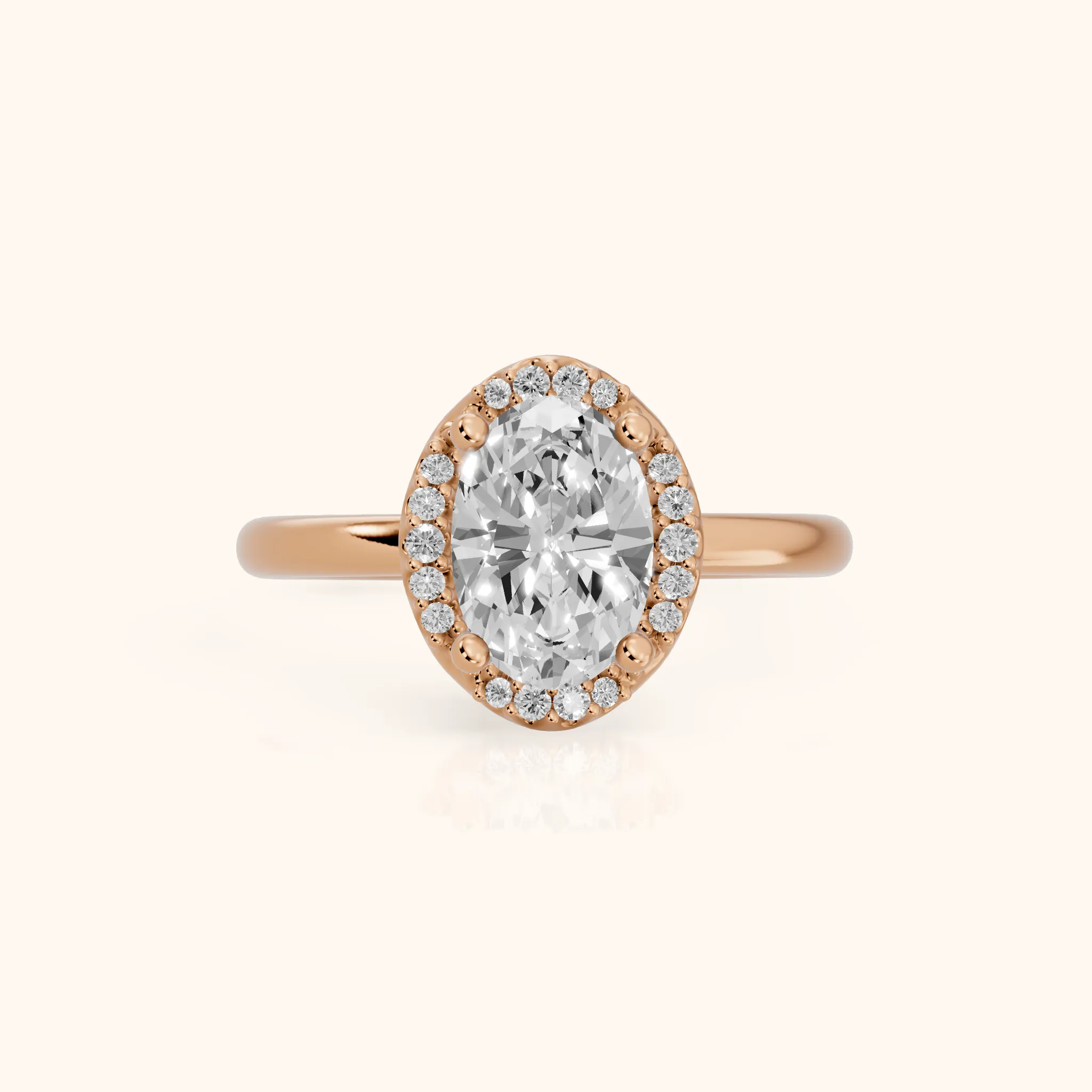 Elgin Halo Micropavé Oval Diamond Engagement Ring in Rose Gold — view 1