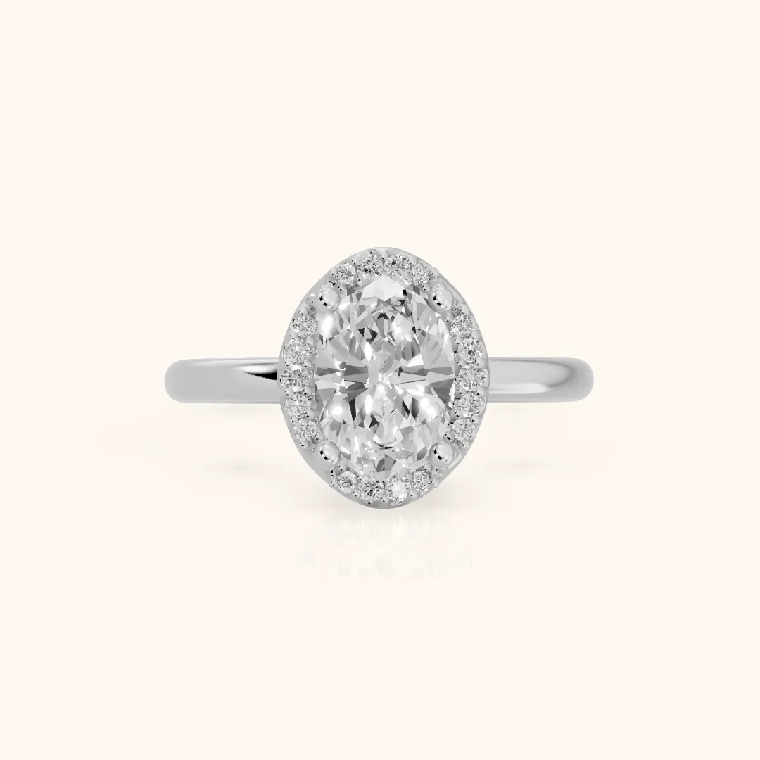 Elgin Halo Micropavé Oval Diamond Engagement Ring in Silver — view 2