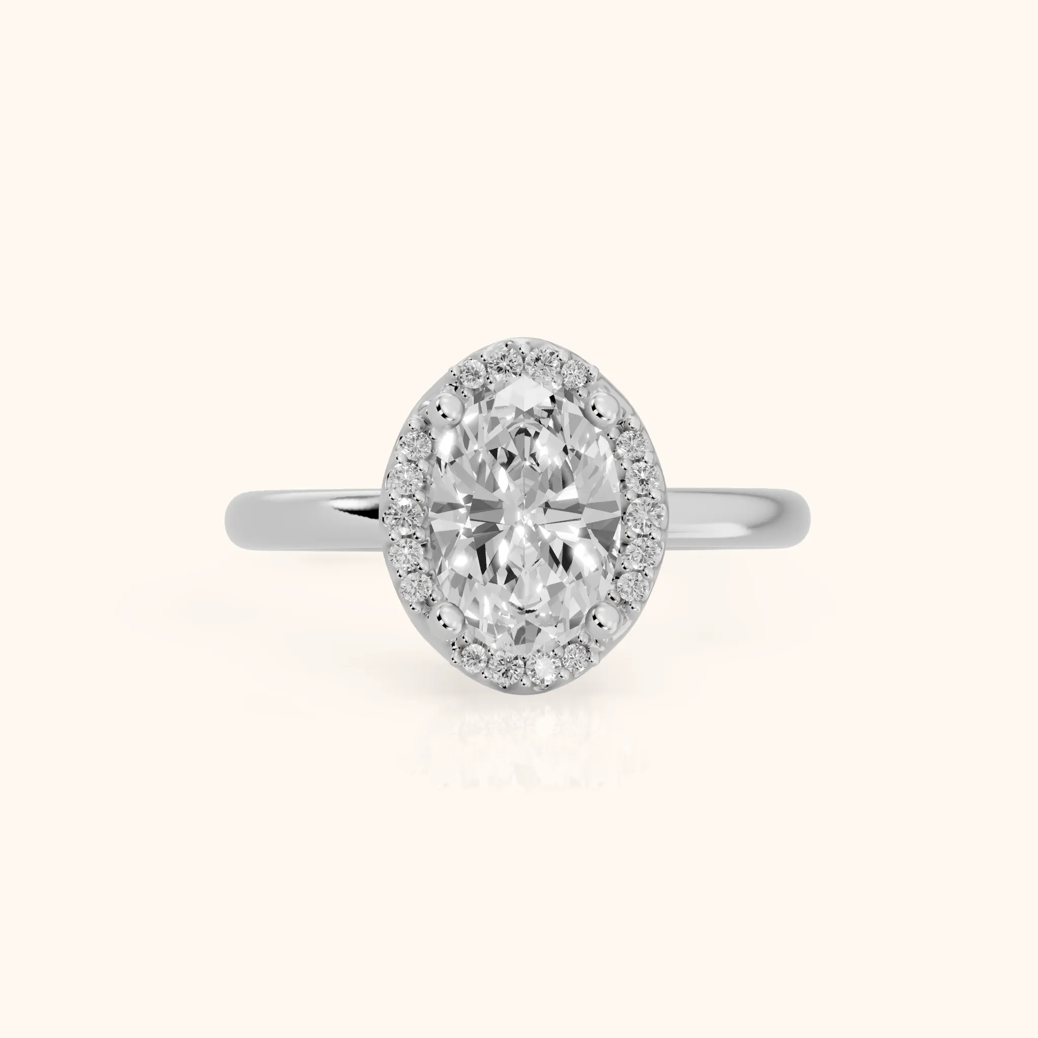 Elgin Halo Micropavé Oval Diamond Engagement Ring in Silver — view 1