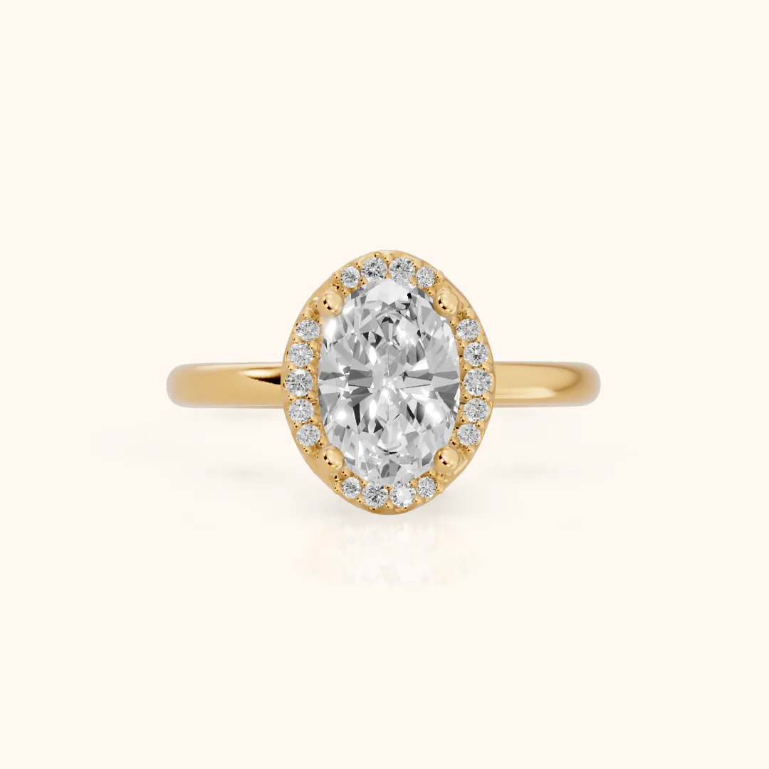 Elgin Halo Micropavé Oval Diamond Engagement Ring in Yellow Gold — view 2